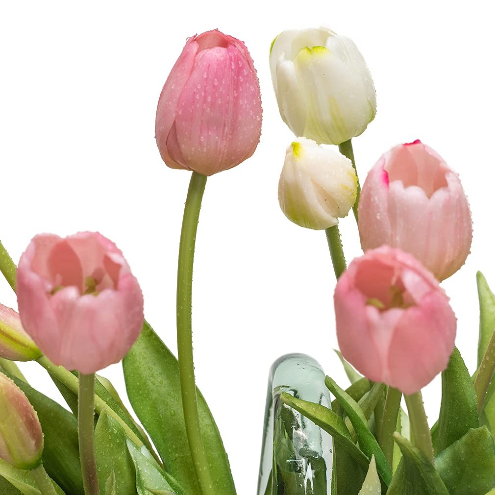 40Pcs Artificial Tulips Flowers, Soft Touch Realistic Latex Tulips Bouquet fo…