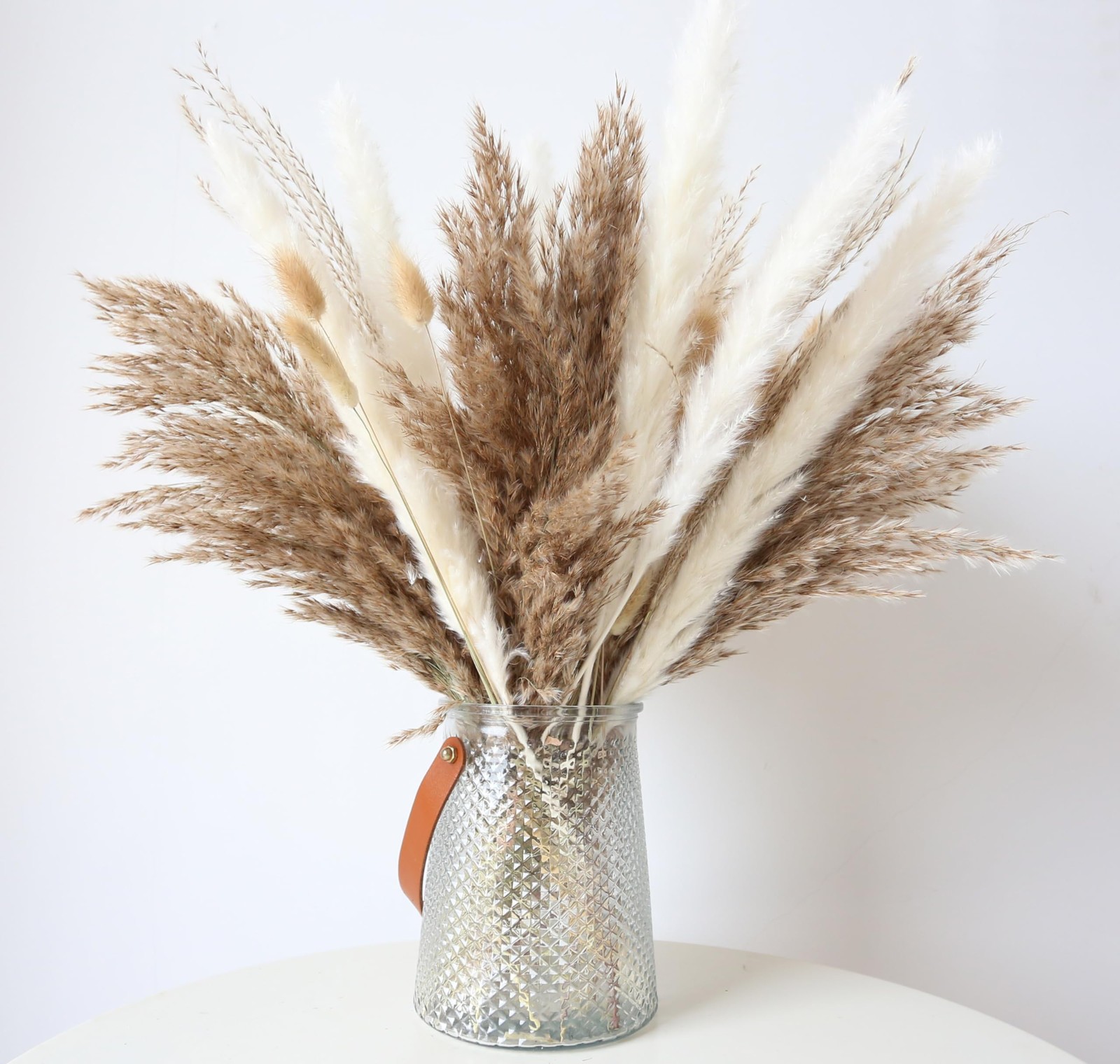 100 Stems Dried Pampas Grass, Boho Table Decor Natural Reed 100 PCS, White