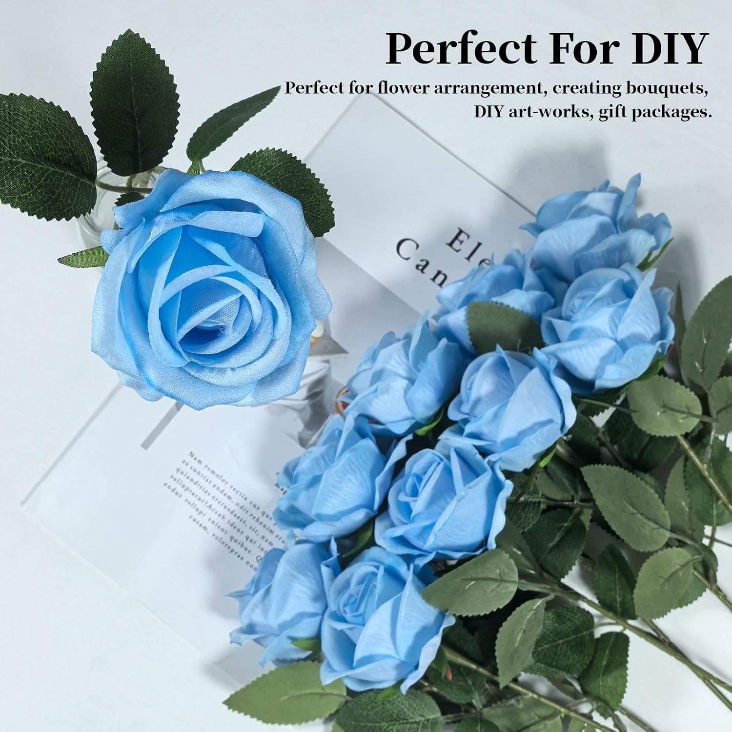 10 PCS Artificial Roses with Long Stems Silk Flowers Realistic Foam Flowers F…