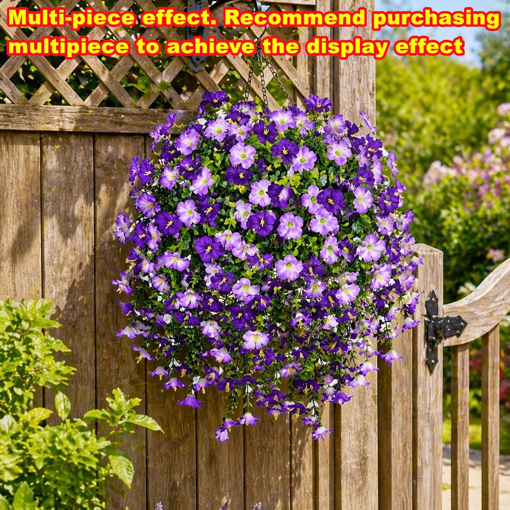 4PCS Artificial Morning Glory Vines UV Resistant Hanging Flowers Outdoor Decor