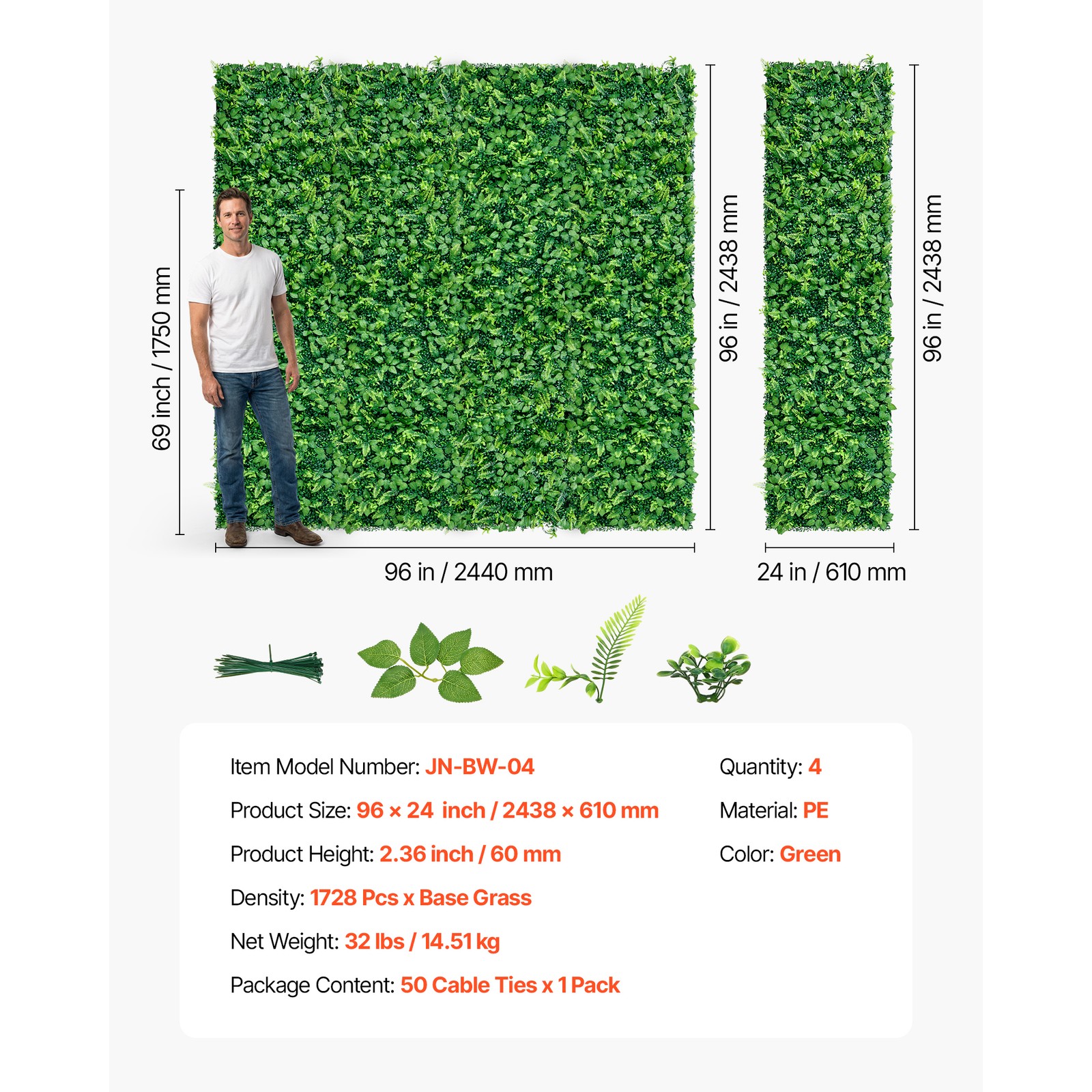 Uimoso Artificial Greenery Wall Panels 4PCS 2 x 8 ft Boxwood Screen for Patio