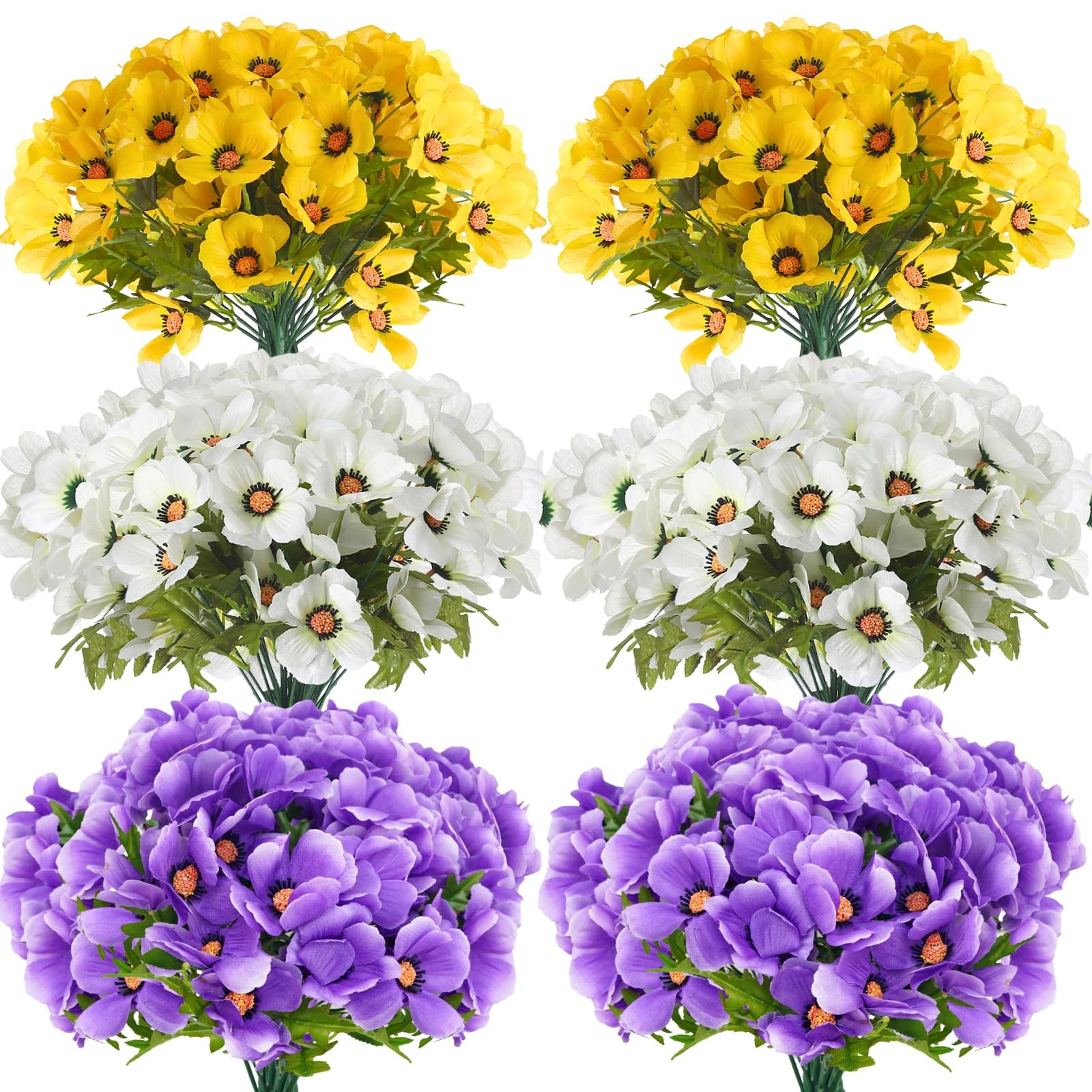 6 Bundles Fake Flowers for Outdoors Decoration Artificial Faux Poppy Flowers …