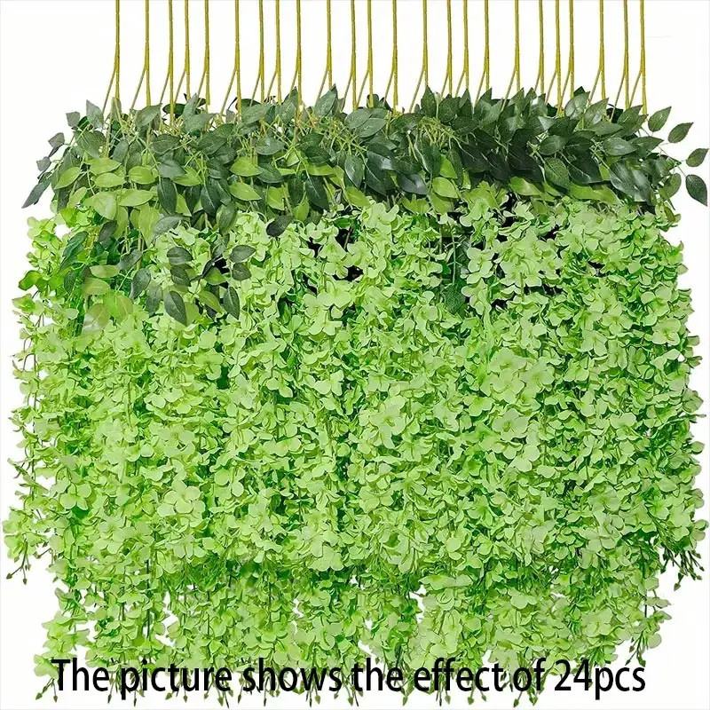 12PCS Artificial Wisteria Vine Garland Silk Hanging Flowers for Home, Wedding