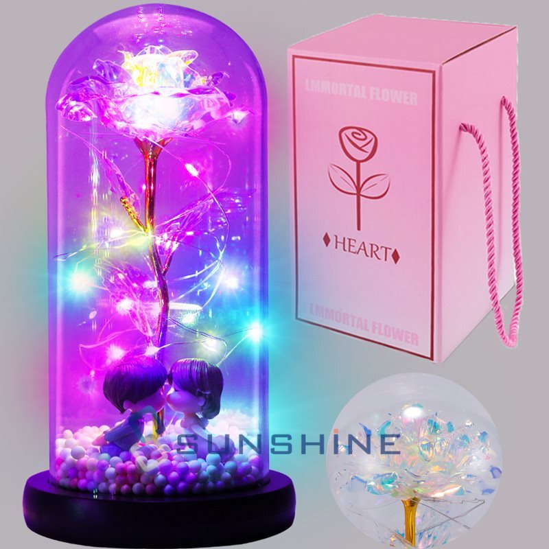 LED Eternal Galaxy Rose in Glass Forever Enchanted Flower Birthday Valentines