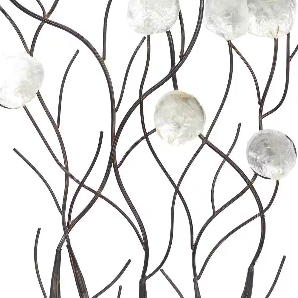 24 In. X 36 In. Capiz Shell White Floral Wall Decor with Capiz Accents