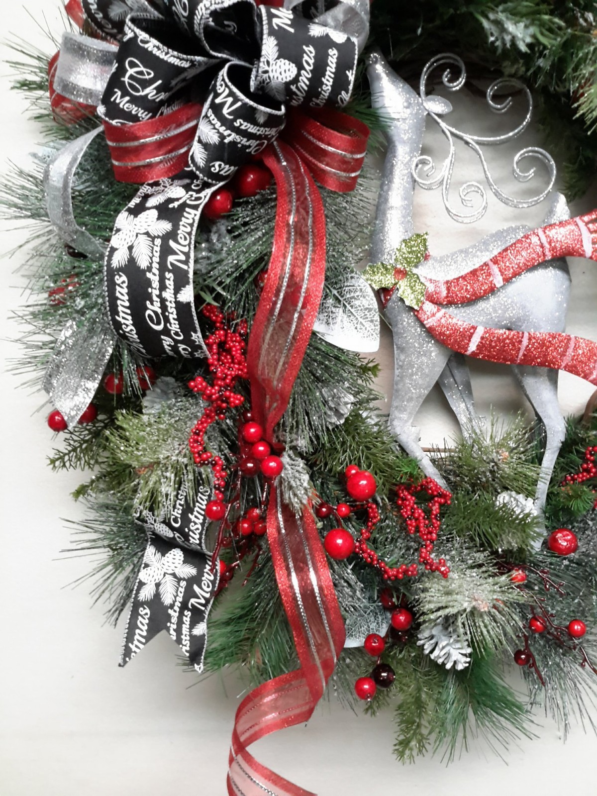 Winter Wreath Christmas Deer Door Decoration Woodsy Wreath SALE