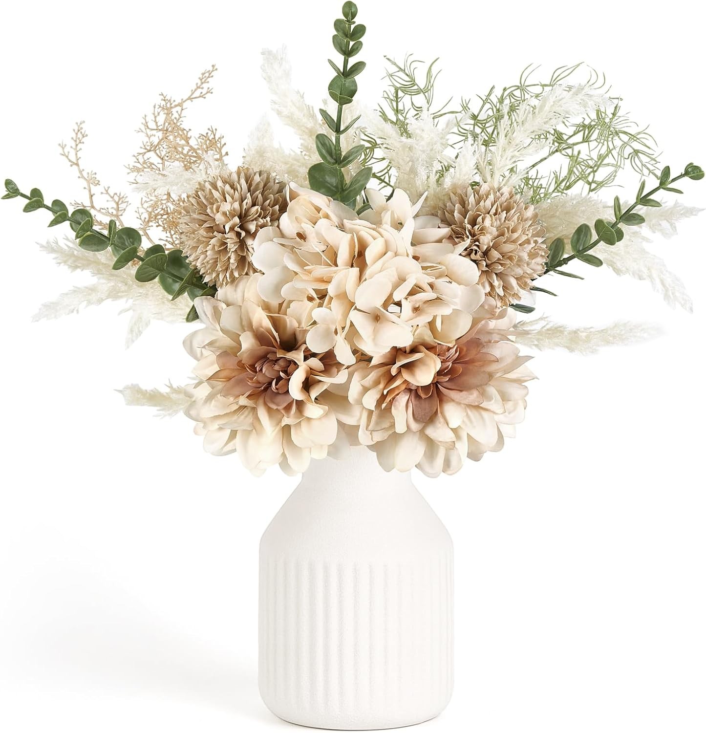 Small Artificial Flowers in Ceramic Vase Centerpieces Coffee Table Decor