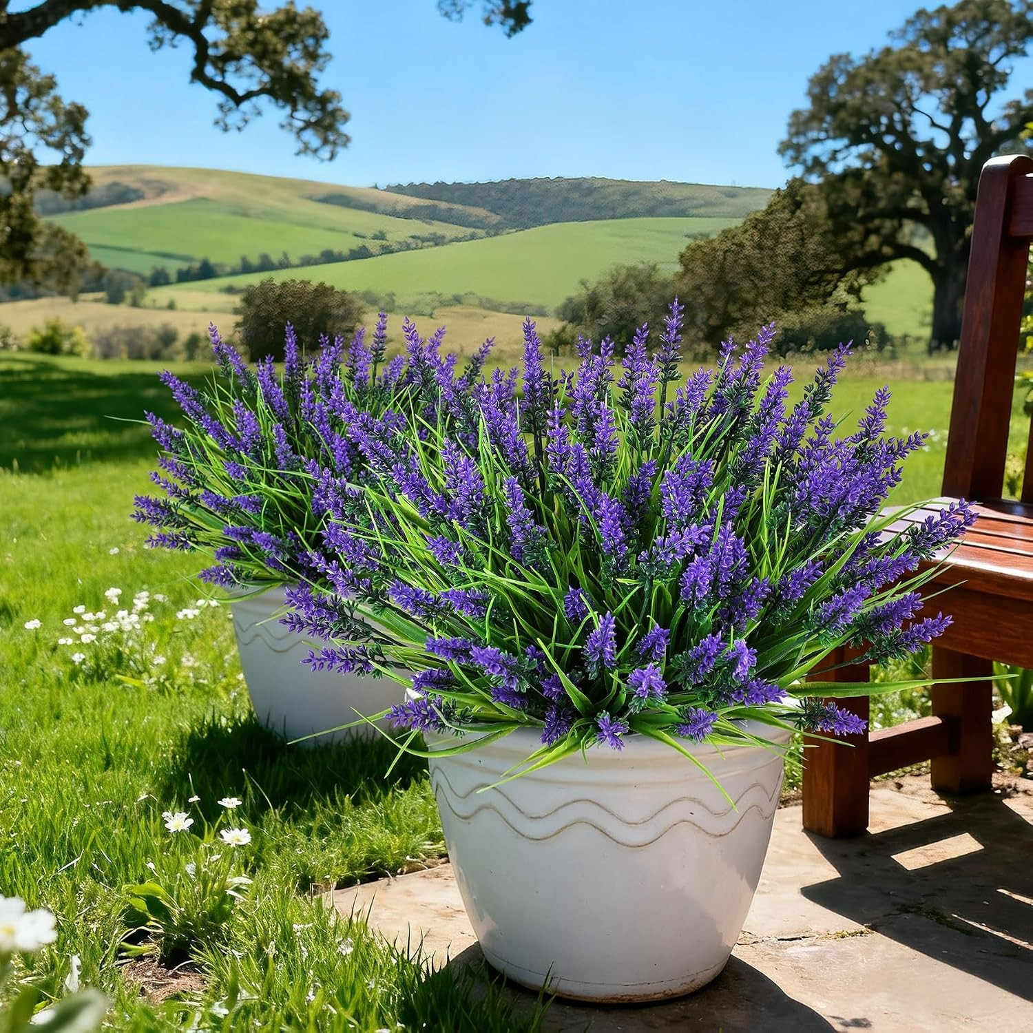 Vibrant 16-Bundle Faux Lavender & Monkey Grass for Elegant Home & Garden Decor