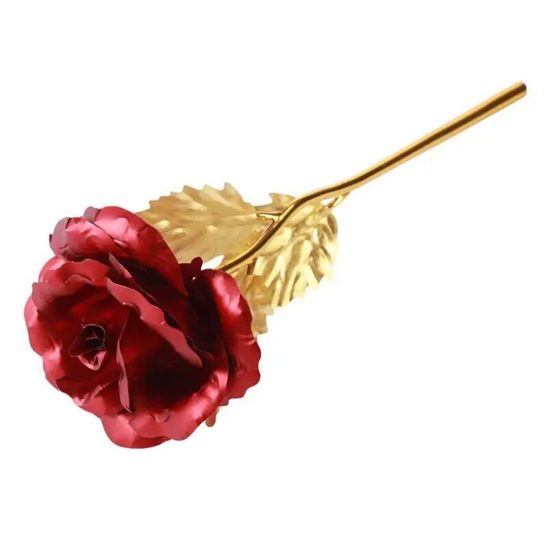 24k Gold Foil Collectible Rose Flower Unique Gift (RED)