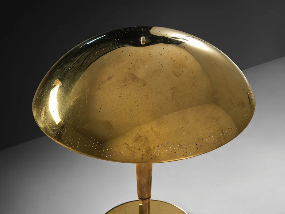 Brass Table Lamp – Mid Century Modern Perforated Dome Shade – Rare Colle