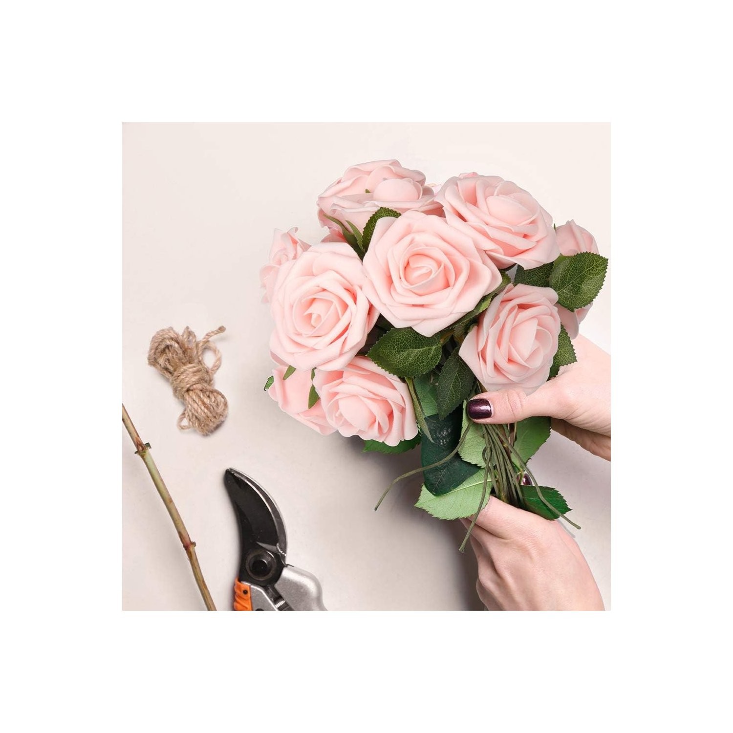 Blush Pink Foam Roses 50Pcs for Wedding Centerpieces and Floral Arrangements