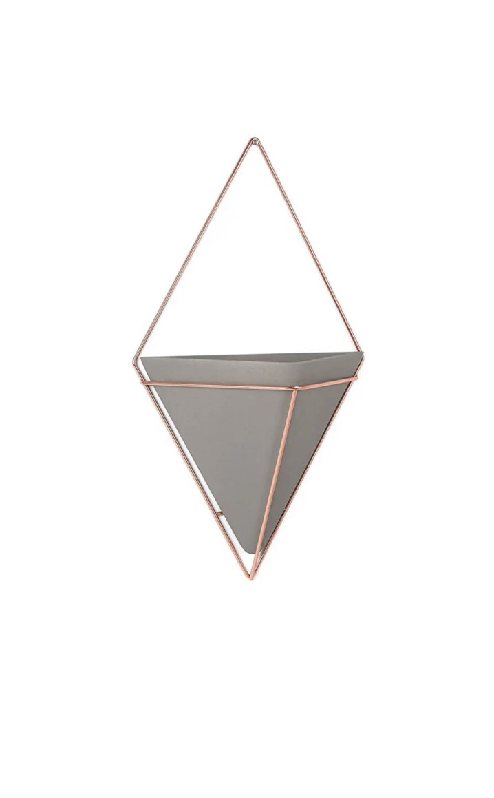 3X Trigg Hanging Planter Vase Umbra Geometric Large Concrete Resin Copper