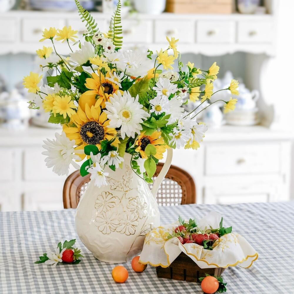 19″ Tall White Artificial Decorative Daisy Floral Bush