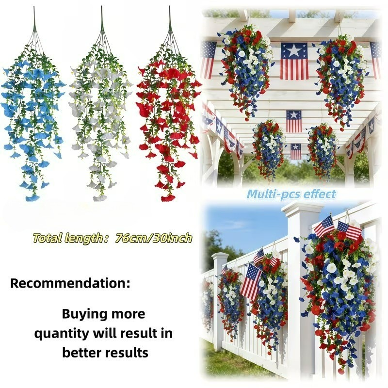 4Pcs/6Pcs Artificial Hanging Flowers Fake Vine Plant for Home Garden Wall Decor