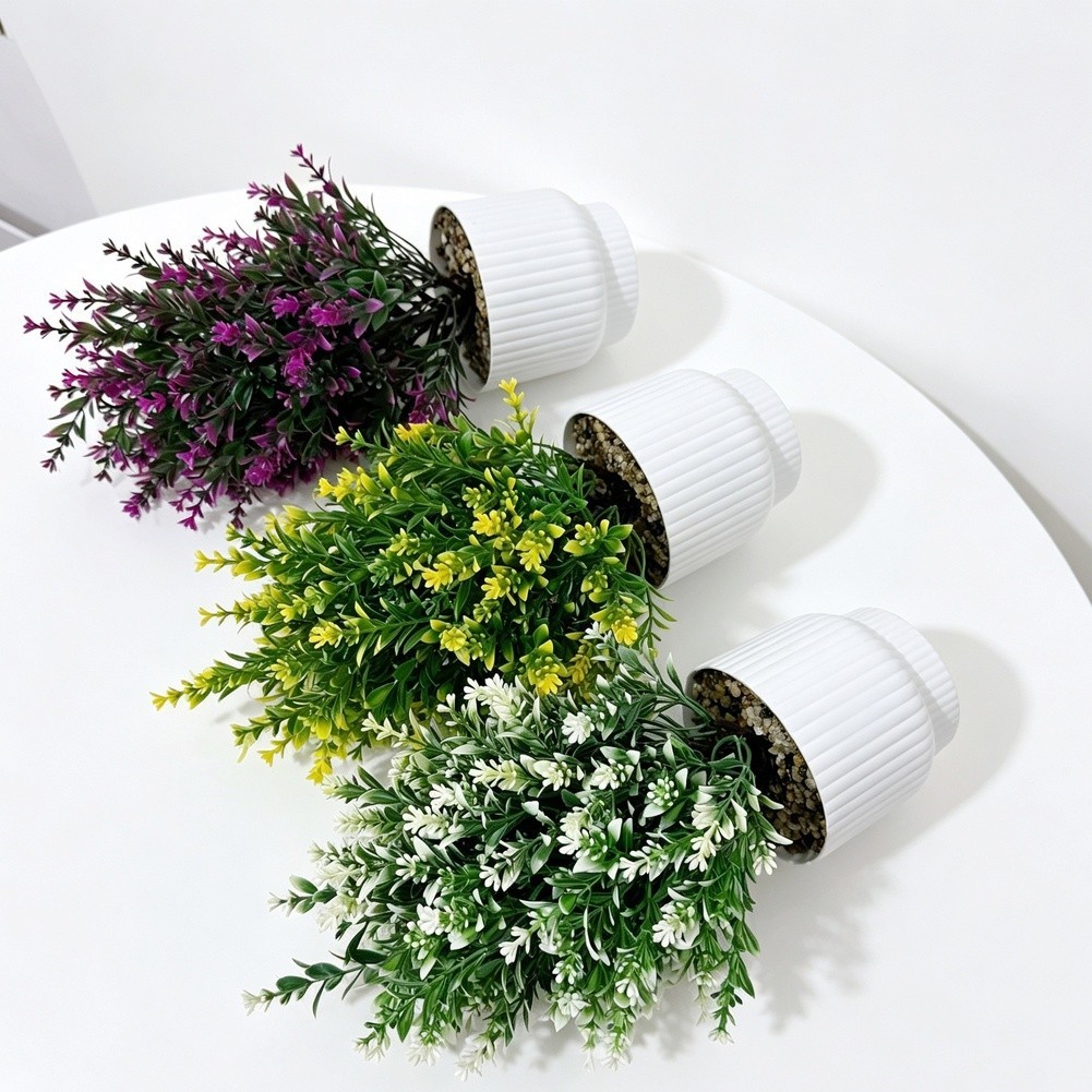 Artificial Bonsai Plant with Lavender Blossoms for Nordic Style 30cm Potted