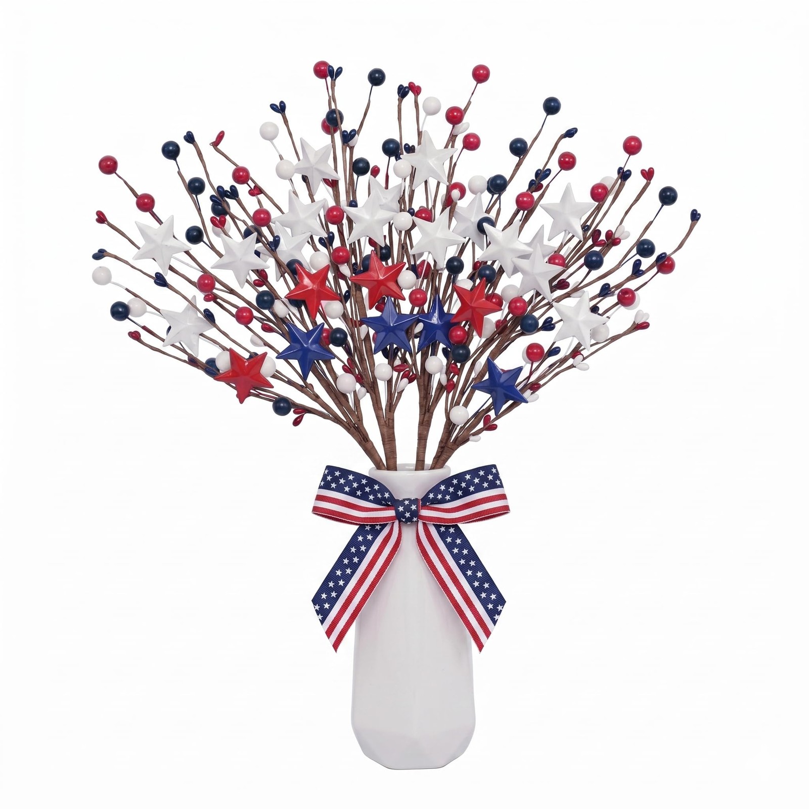 4 Pcs 4th of July Decorations Star Sprays, Red White and Blue Patriotic Decor…