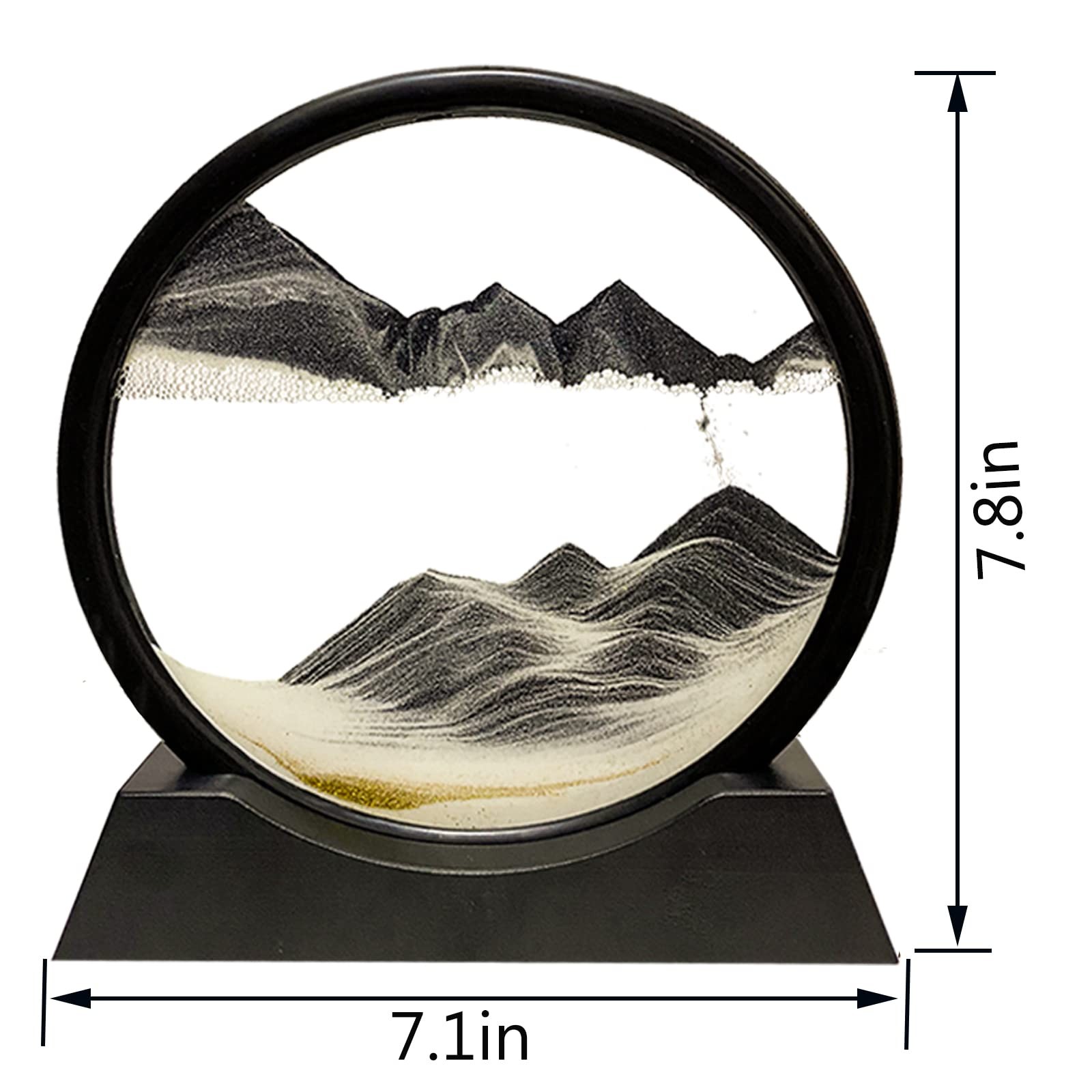 Moving Sand Art Picture Decor, 3D Deep Sea Sandscape 7 inches, Black