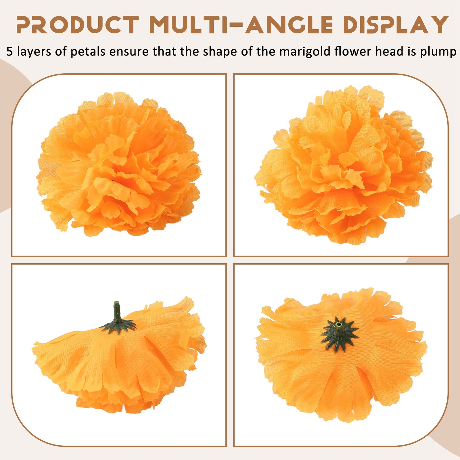 3.9inch Marigold Flowers Artificial Day of the Dead Flower 50Pcs Fake3538