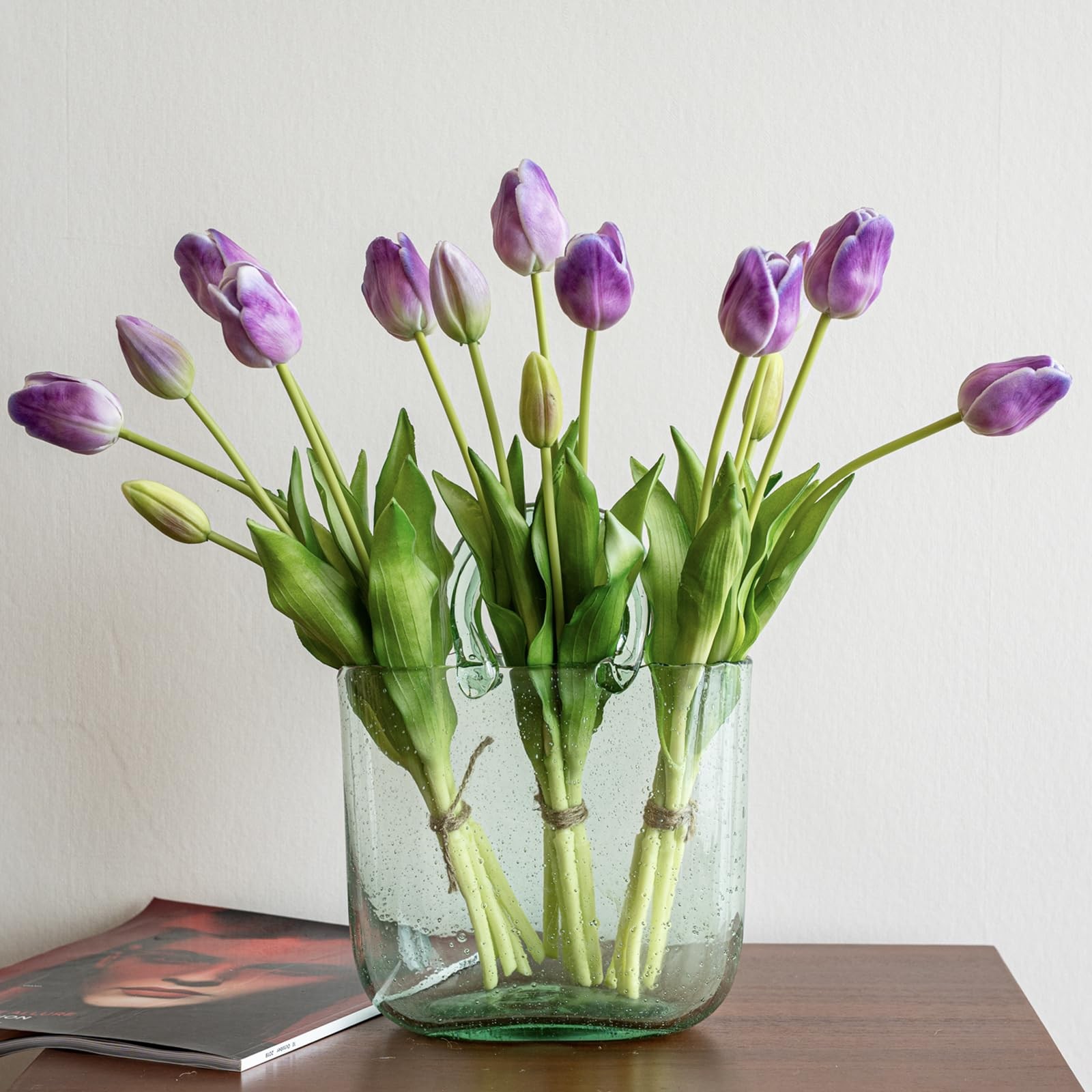 Artificial Tulips 15pcs Amethyst Soft Touch Latex Bouquet – Wedding Party Home