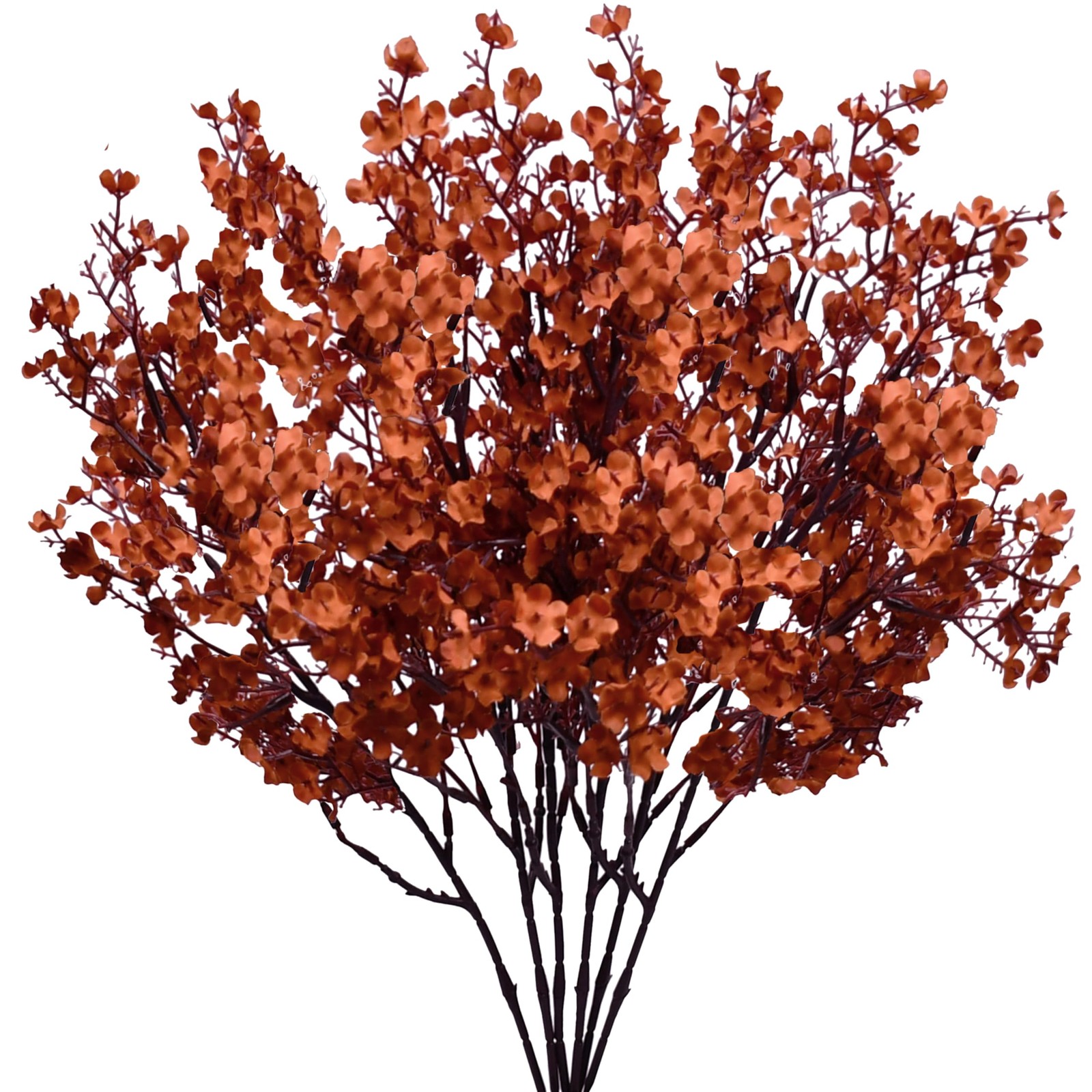 6 Bundles Burnt Orange Flowers Silk Babys Breath Artificial Flowers Fall Flow…