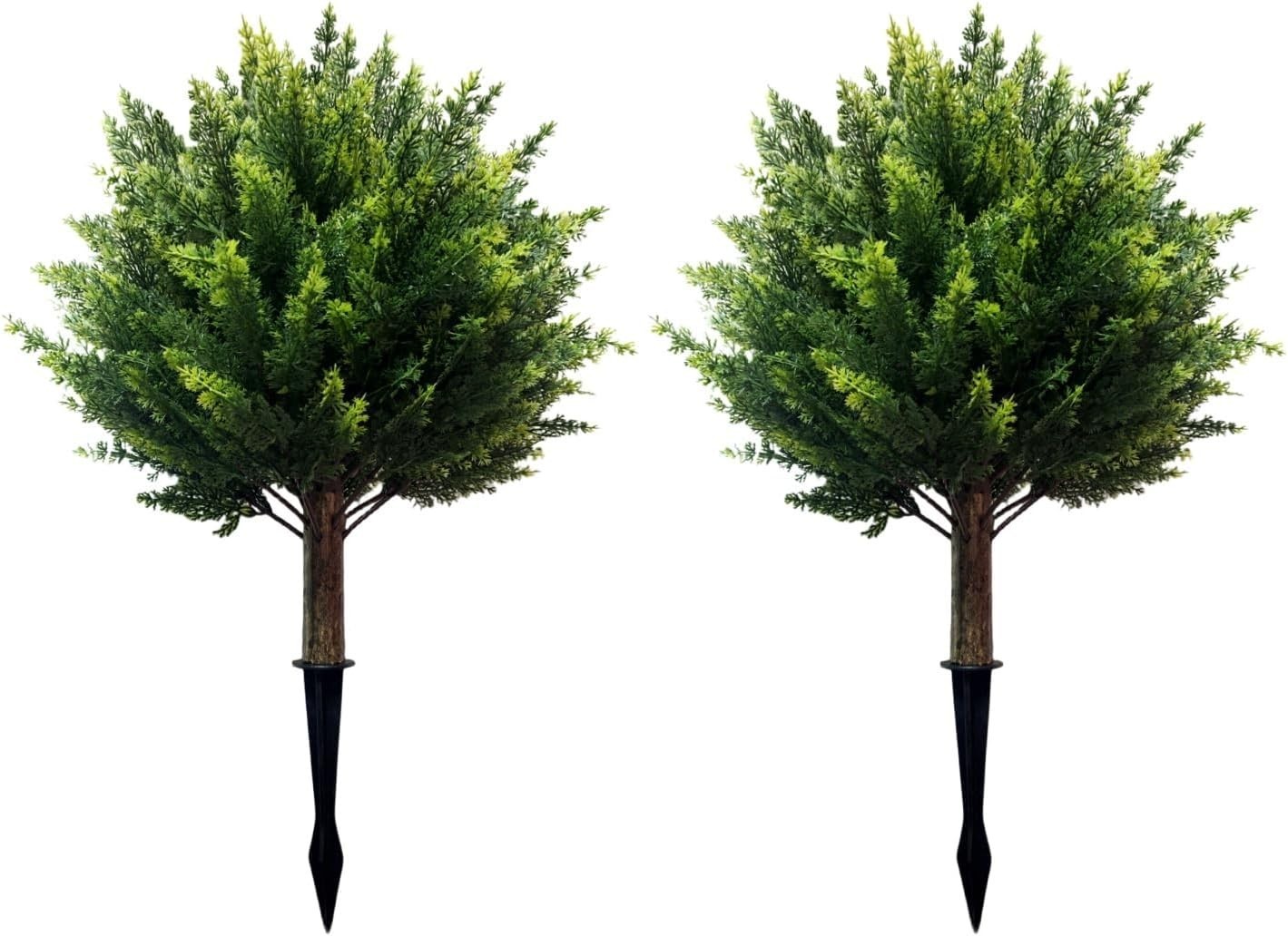 Weather Resistant Cedar Topiary Set for All-Season Outdoor Charm – 23.6″ Each