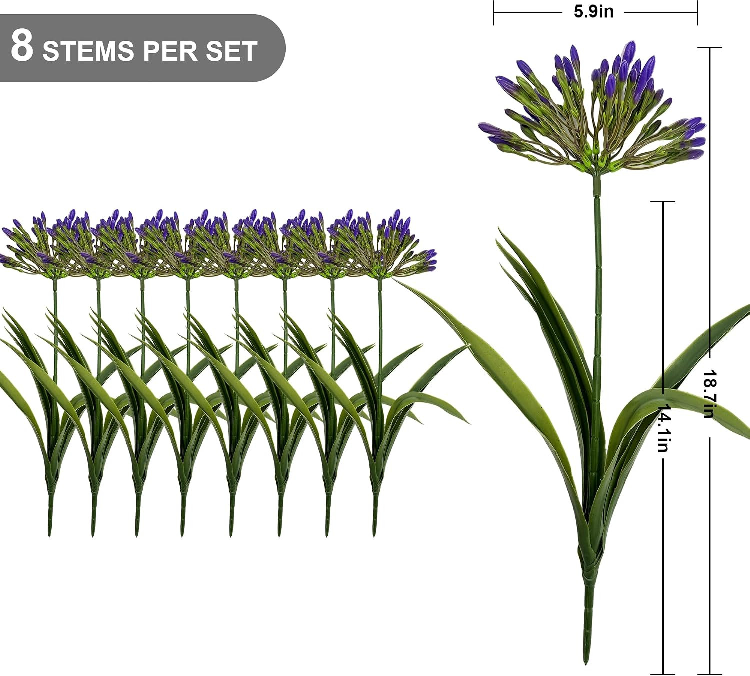 Realistic Artificial Agapanthus Flowers for Outdoor Decor – Purple Red White