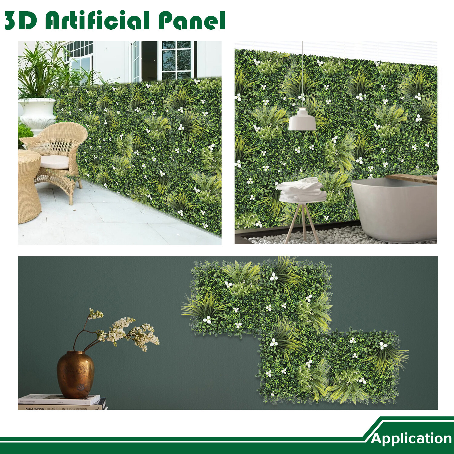 20″ Artificial Grass Mats 3D Mixed Plant Wall Hedge Decor For Home Festival #5
