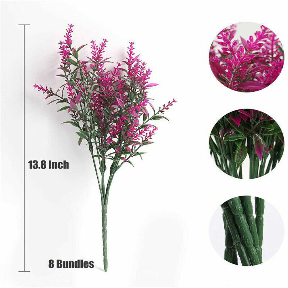 Artificial Flowers Plastic Fake Plants UV Resistant Home In/Outdoor Garden Decor
