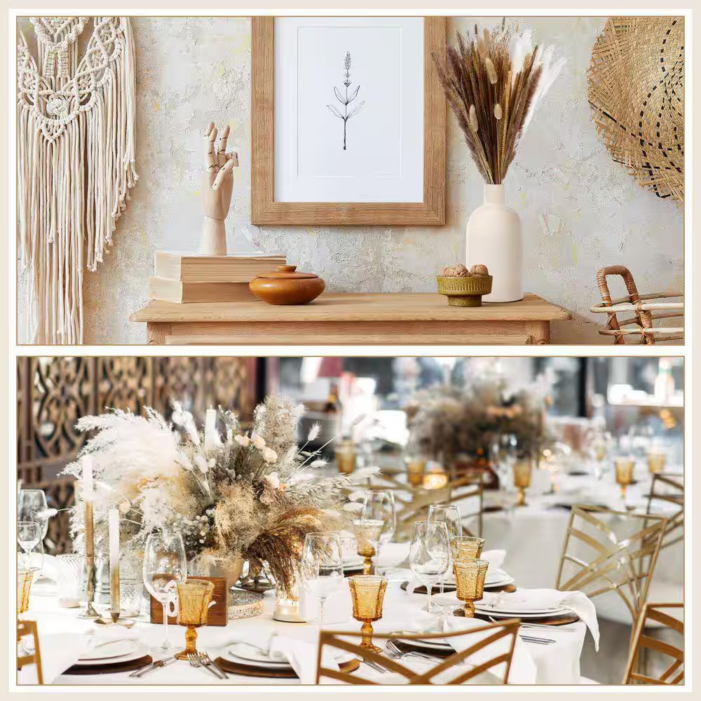 17 in Dried Pampas Grass Decor, Dried Flower Plants Bulk White and Brown Pampas