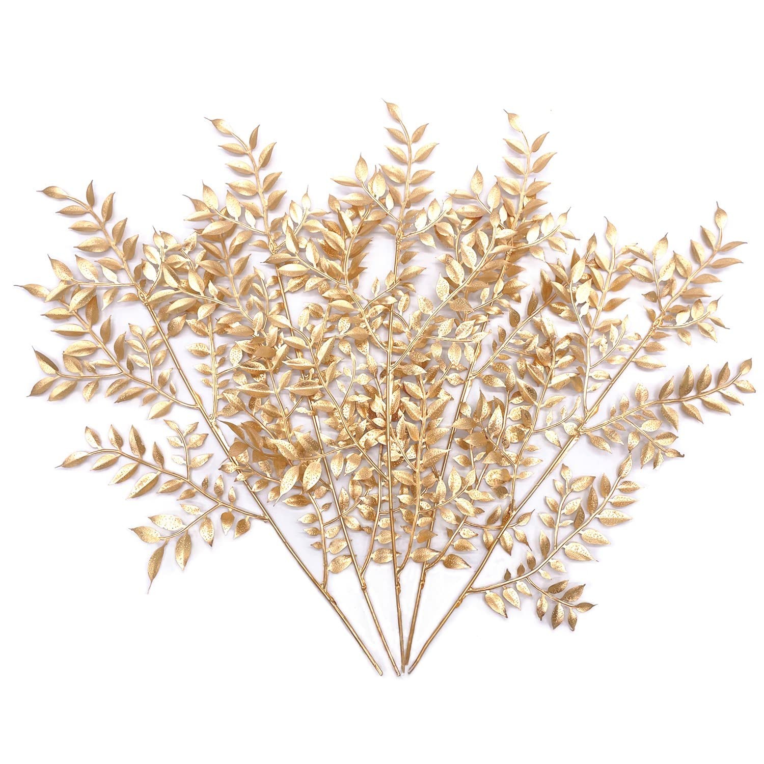 Fake Leaves Plants for Christmas Decor, Gold Artificial Shrubs Grass Foliage …
