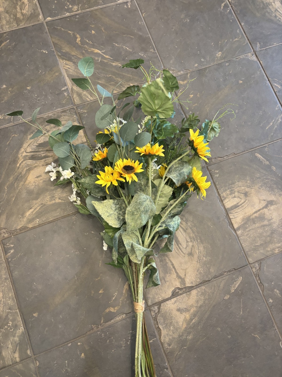 NEW Pottery Barn Faux Elevated Wild Greens and Sunflowers Branches Bundle Stems