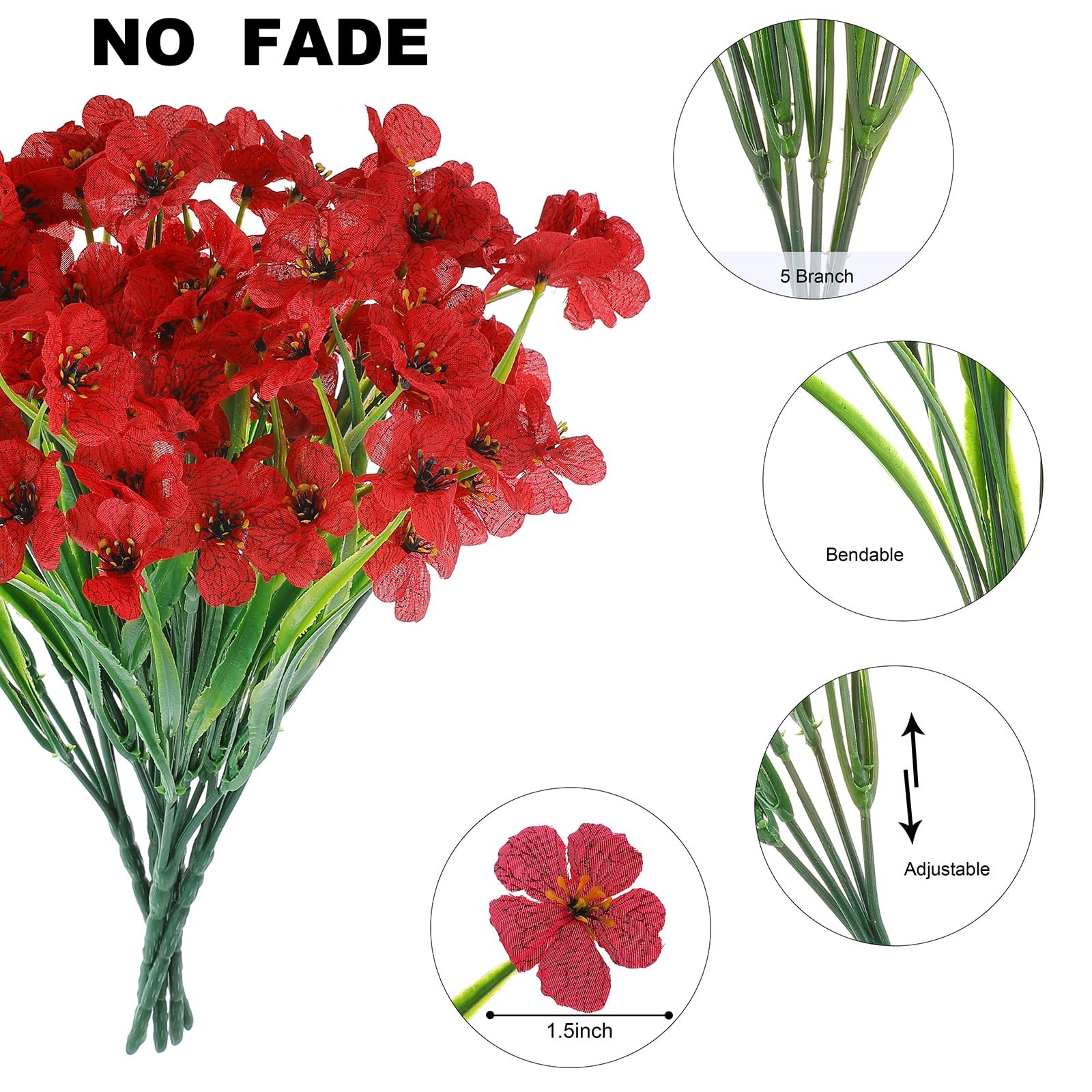 30 Bundles Artificial Flowers for Outdoors Fake Flowers No Fade Fake Plastic …