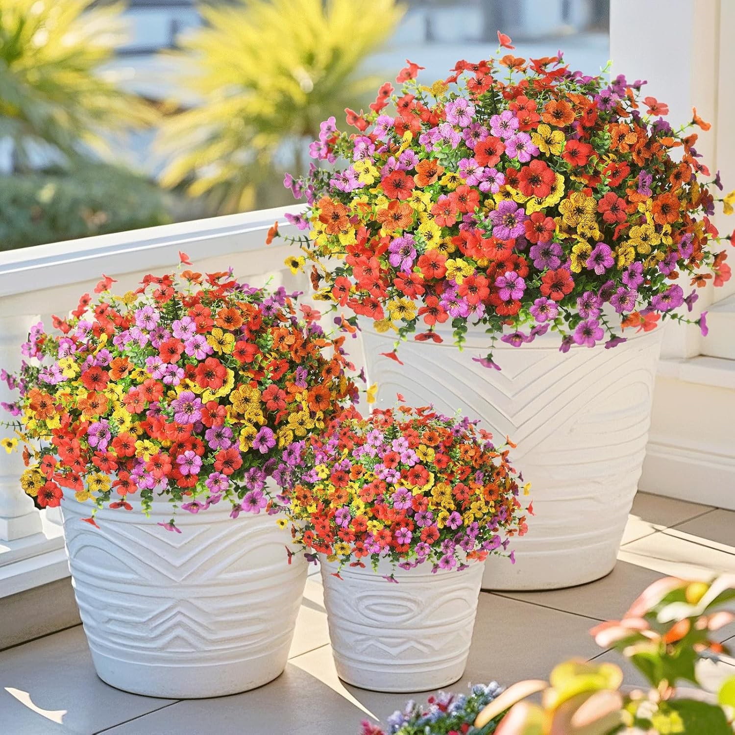 Artificial Flowers Faux Plants Outdoor Fake Flowers Spring Decor,12 Bundles