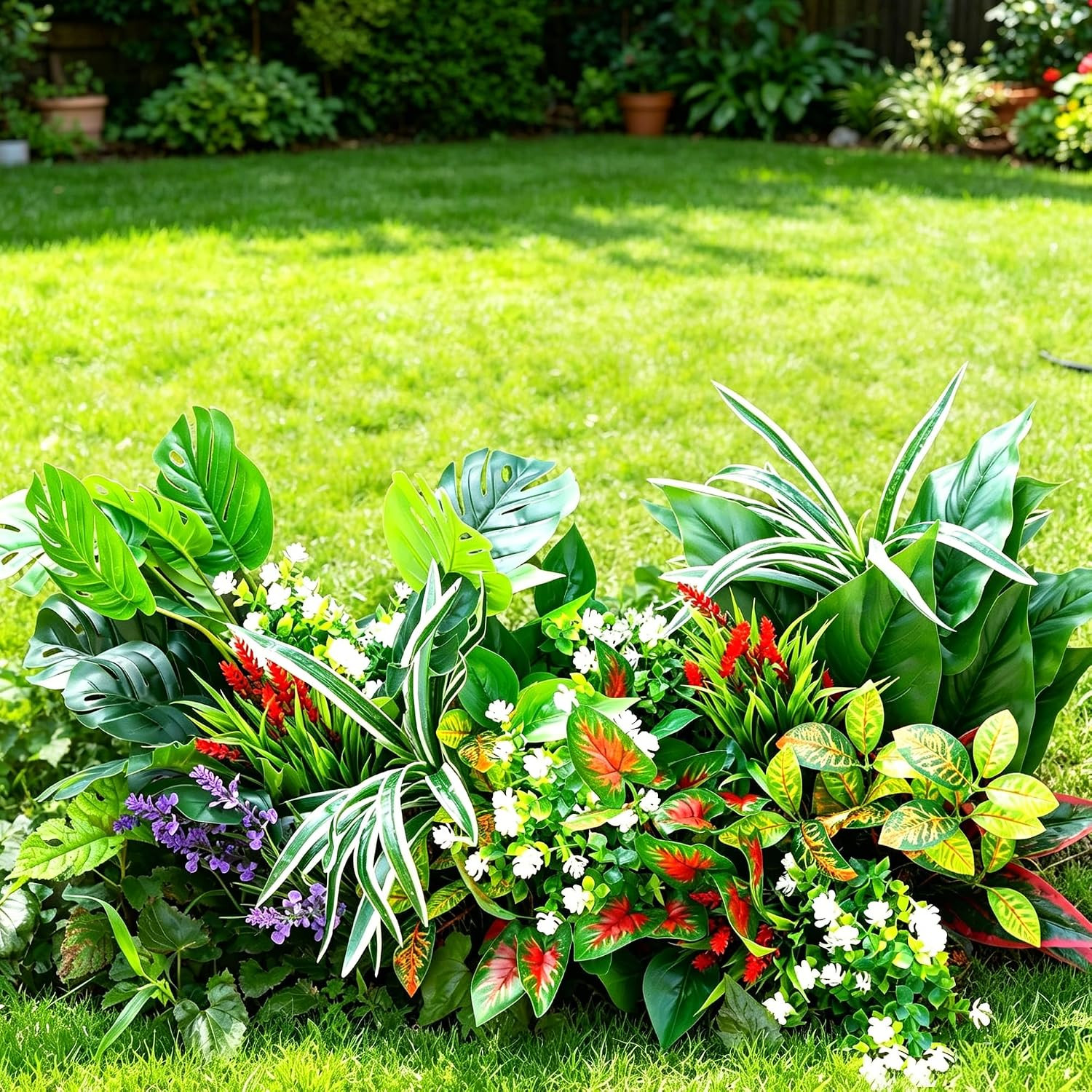 18Pcs UV Resistant Faux Greenery for Outdoor Patio & Garden Decor
