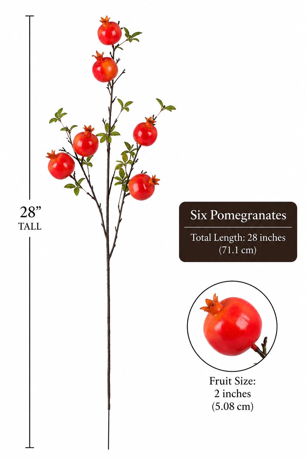 Artificial Pomegranate Branch Faux Fruit Stem Fall Floral Pick Autumn Vase Fille