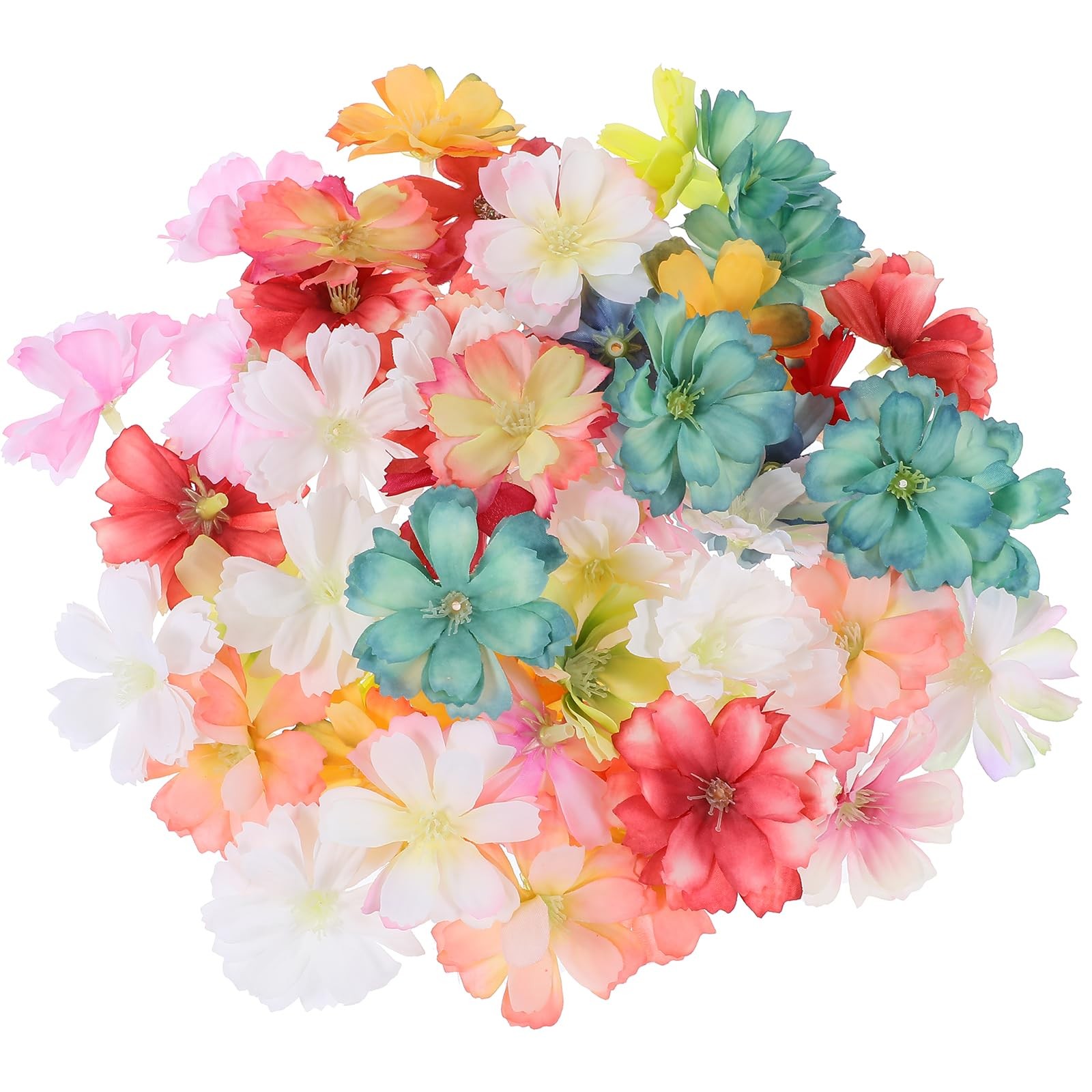 50 PCS Faux Flowers Bulk, Mini Fabric Flowers for Crafts, 3 D Artificial Fake…