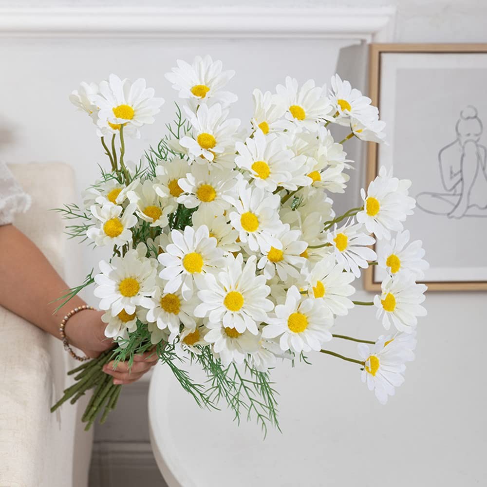 Artificial Flowers10 Bundles Artificial Daisy Flowers 20.5″ High Small Daisy …