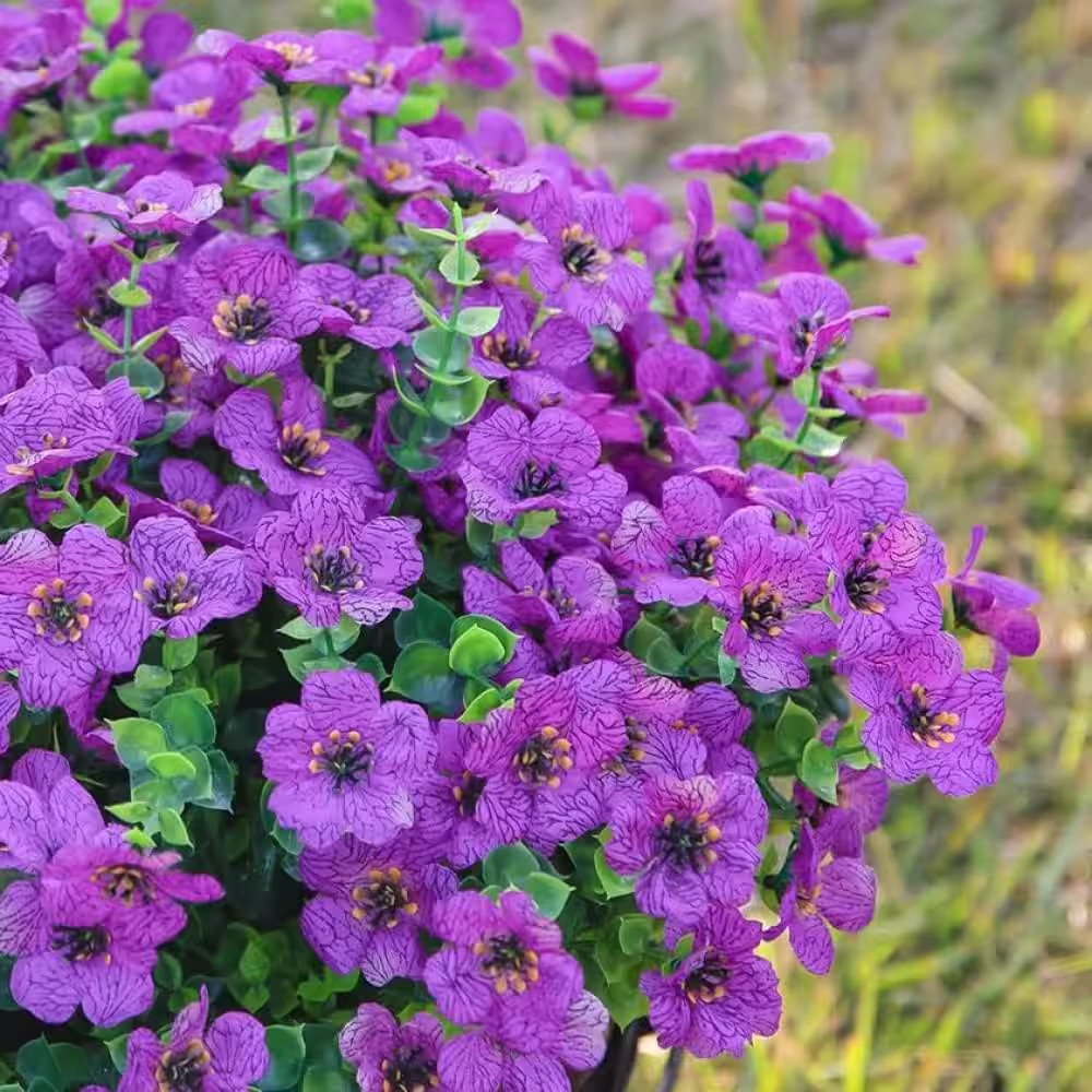 13.8 In. Bundles Purple Artificial Faux Flowers Silk Daisy with Eucalyptus