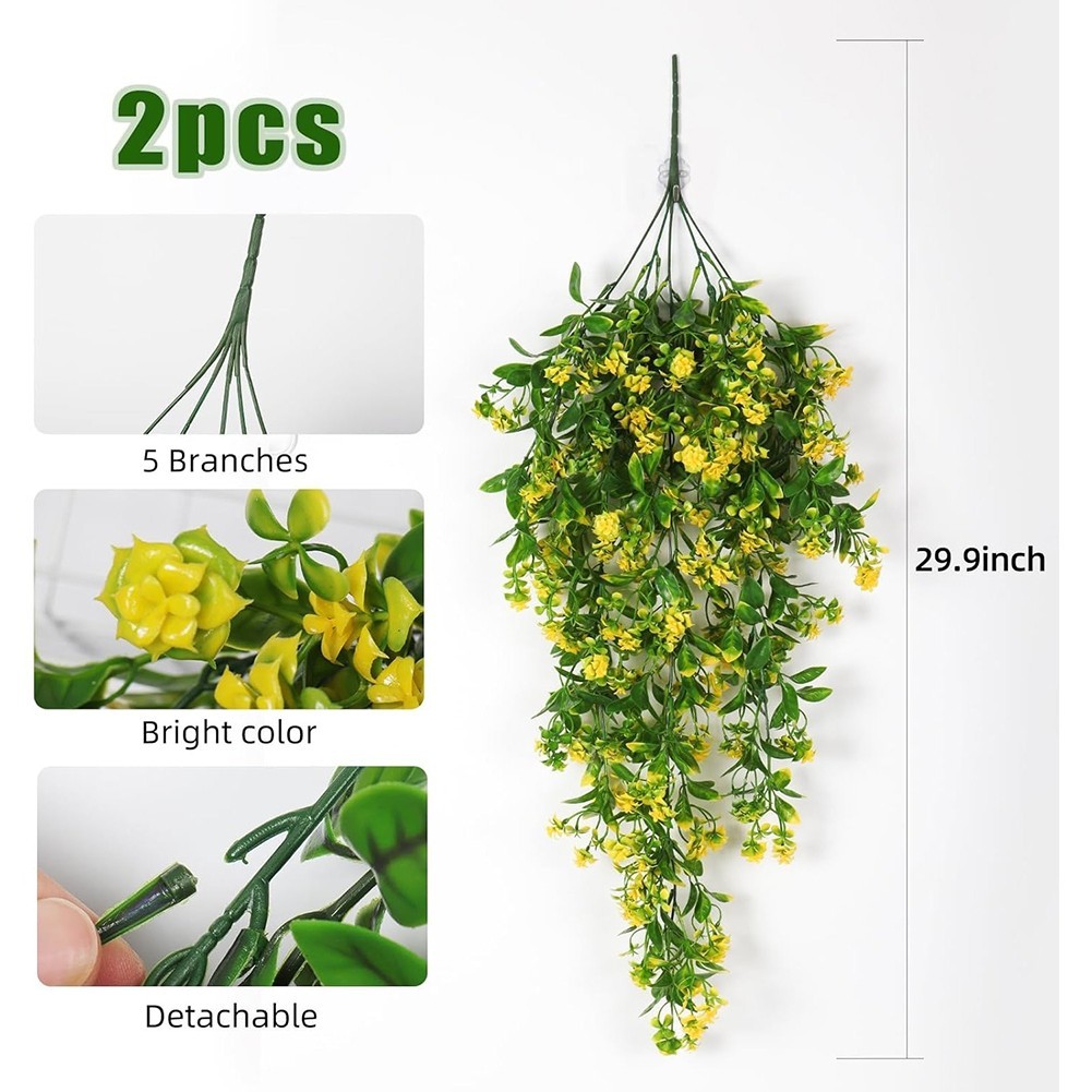 Hanging Artificial Flowers 2pcs Wisteria Vines for Indoor and Outdoor Decor