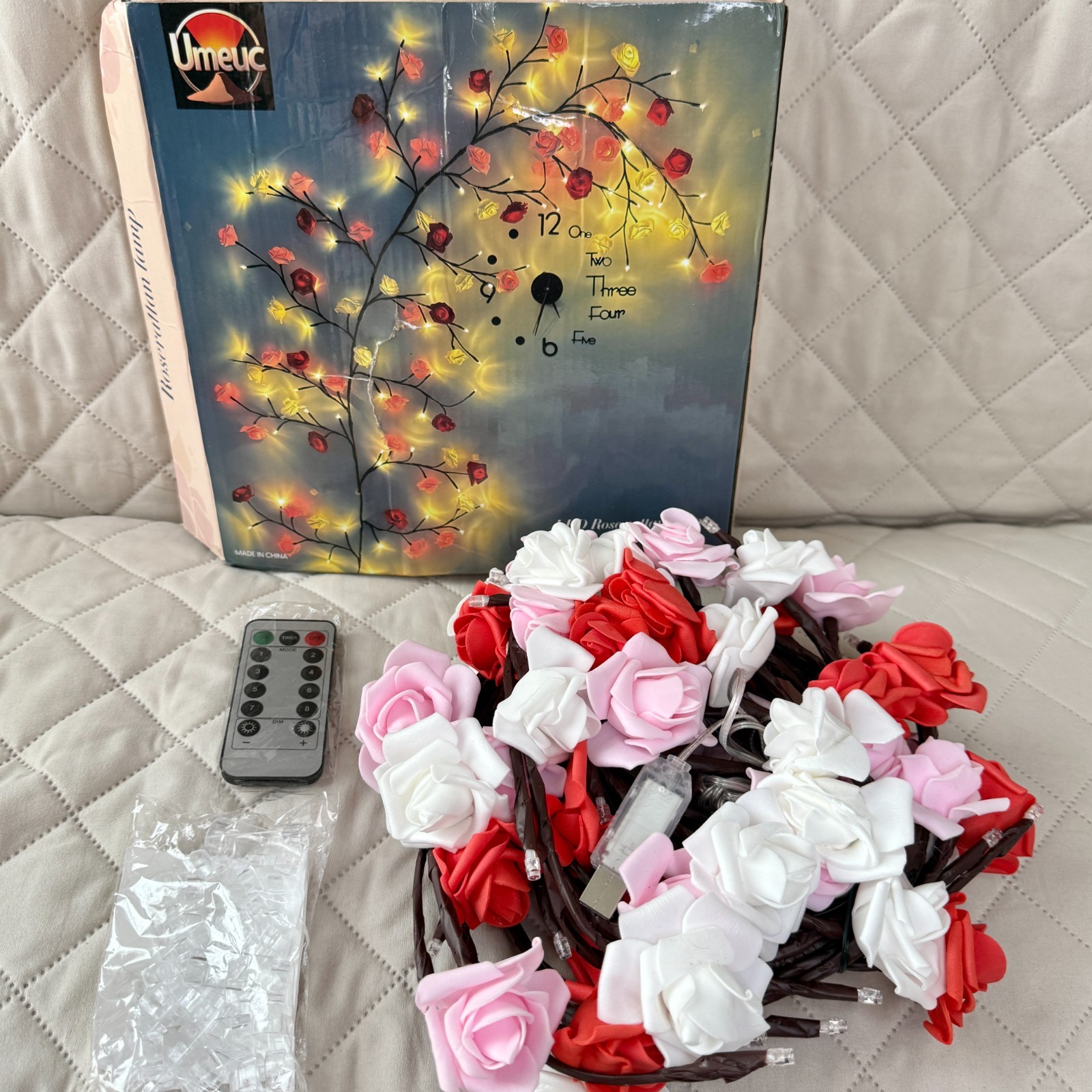 Rose LED Tree Branch Lights for Wall – Lighted Rose Garland
