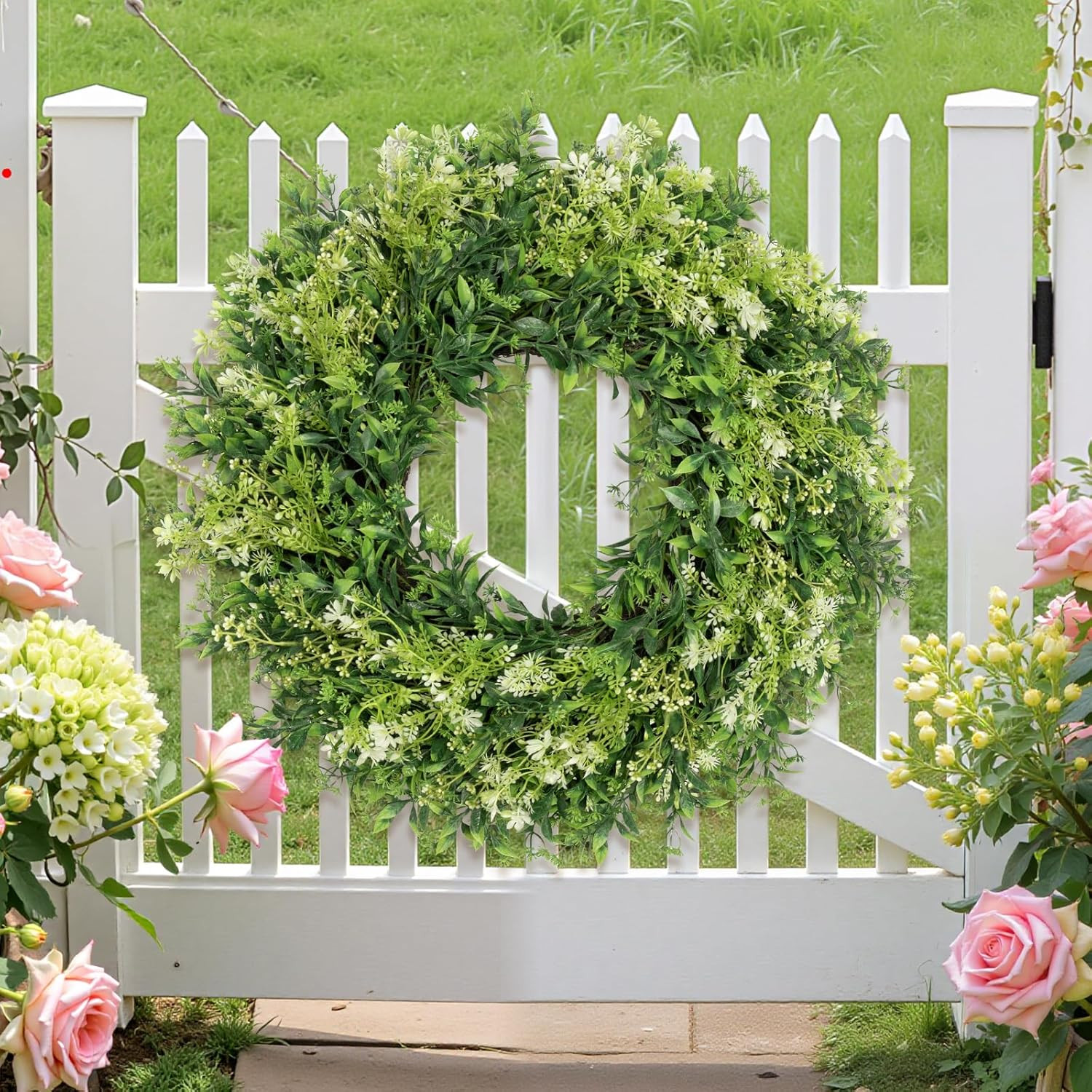 28 Inch Large Eucalyptus Wreaths for Front Door Artificial Green Leaves Greenery