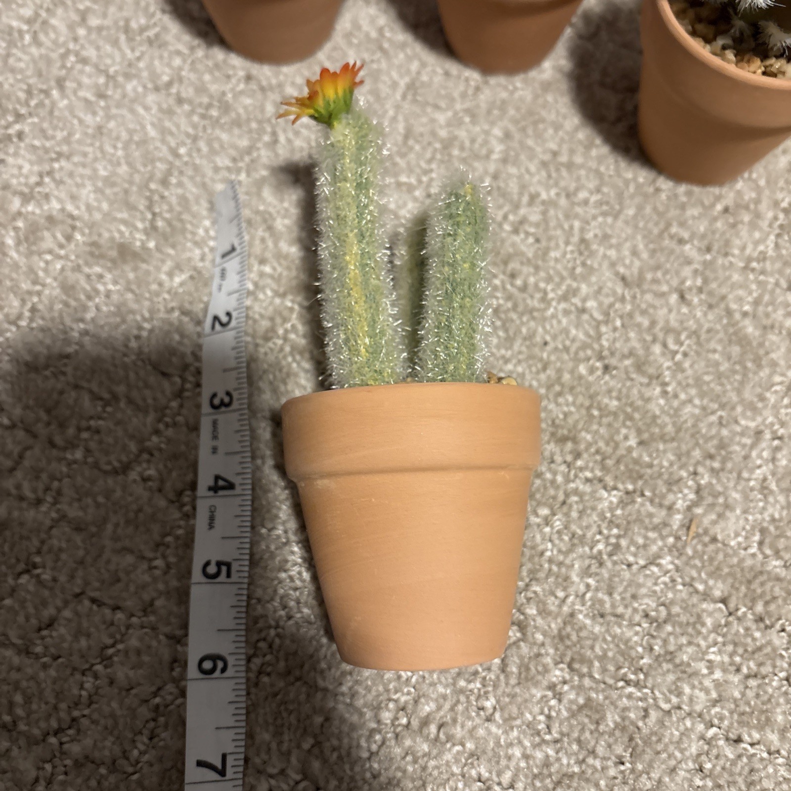 Mini Artificial Cactus Plants in Terracotta Pots 4 Pcs Potted Faux Succulents