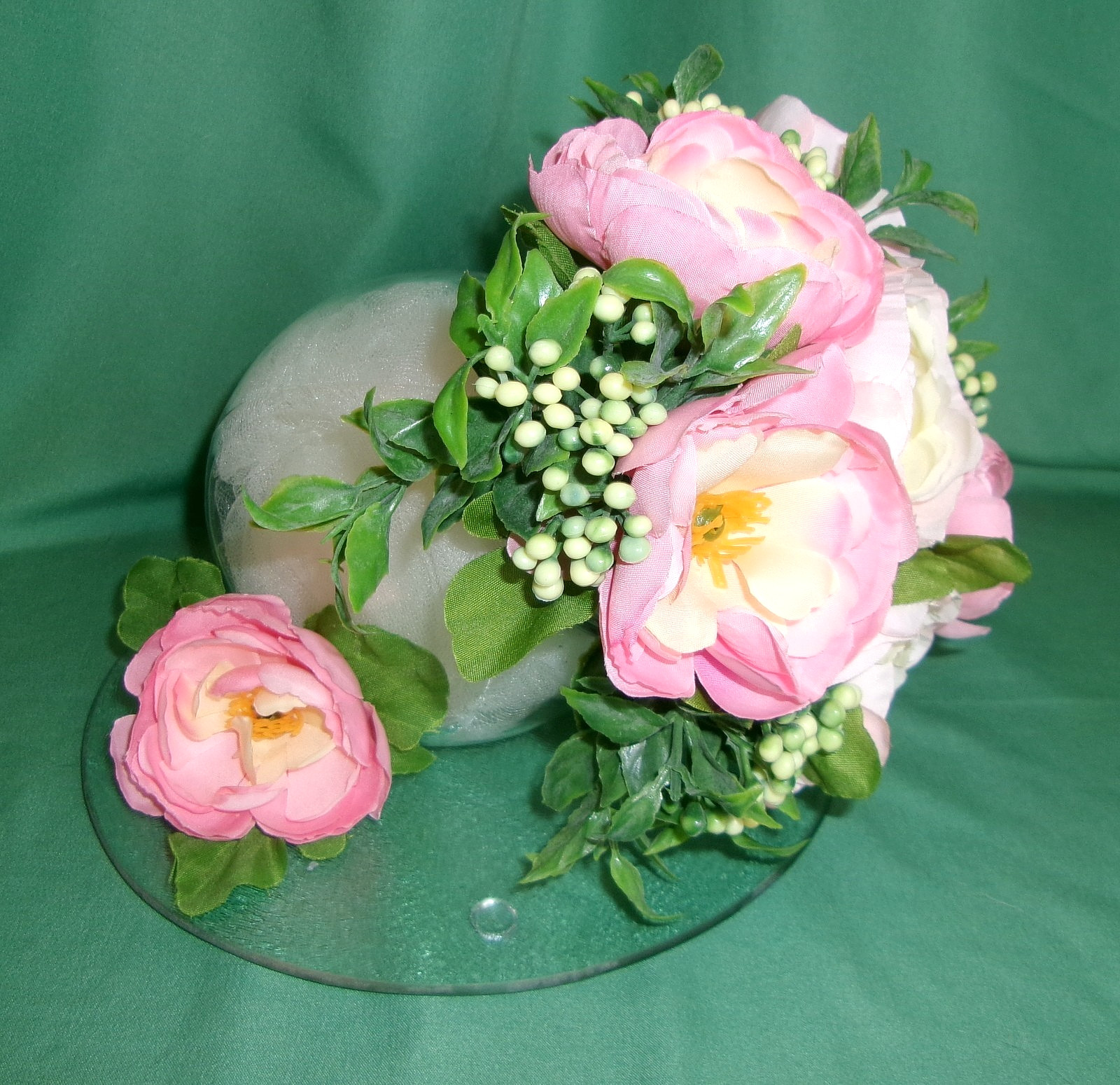Floral Arrangement Tilted Silk Pink Floral Decoration Counter Table Top Gift