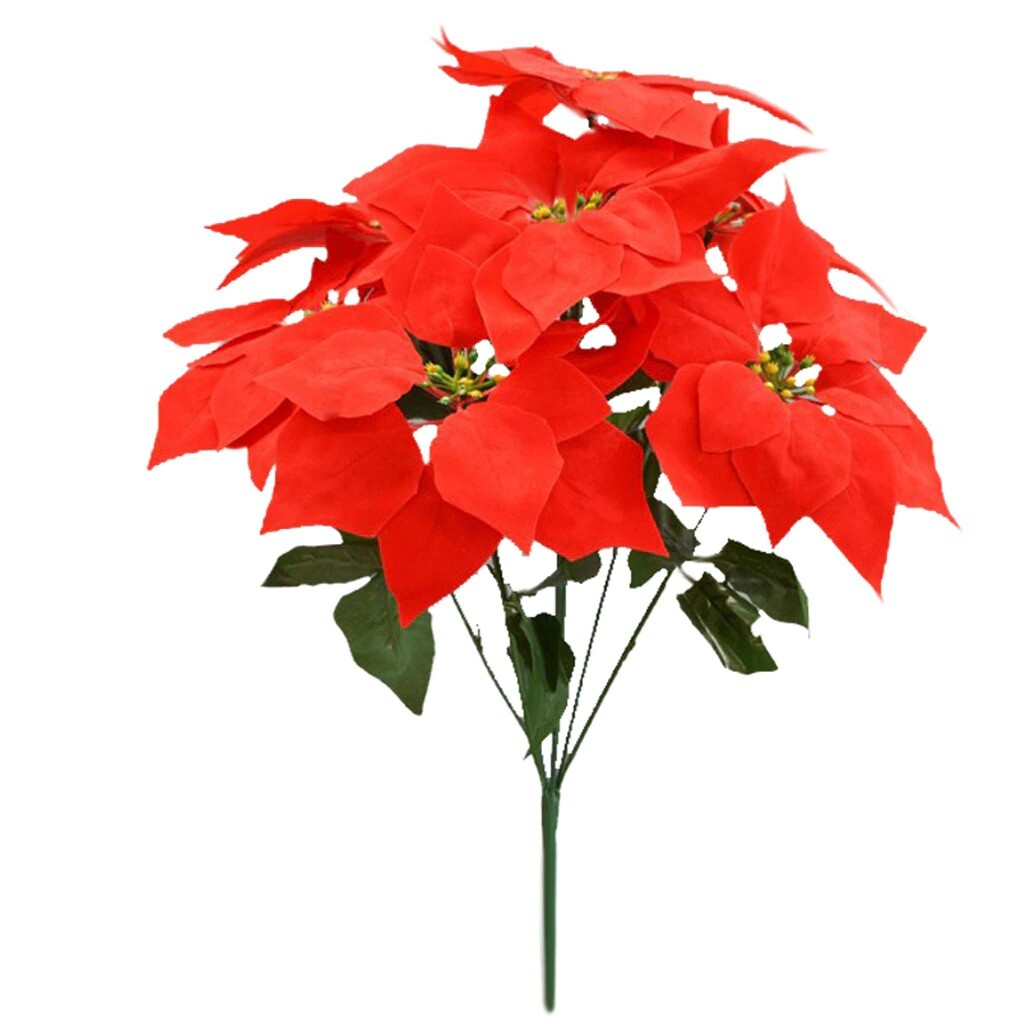 Artificial Poinsettia Flower Fake Home Flower Decor Office Home Party Decoration