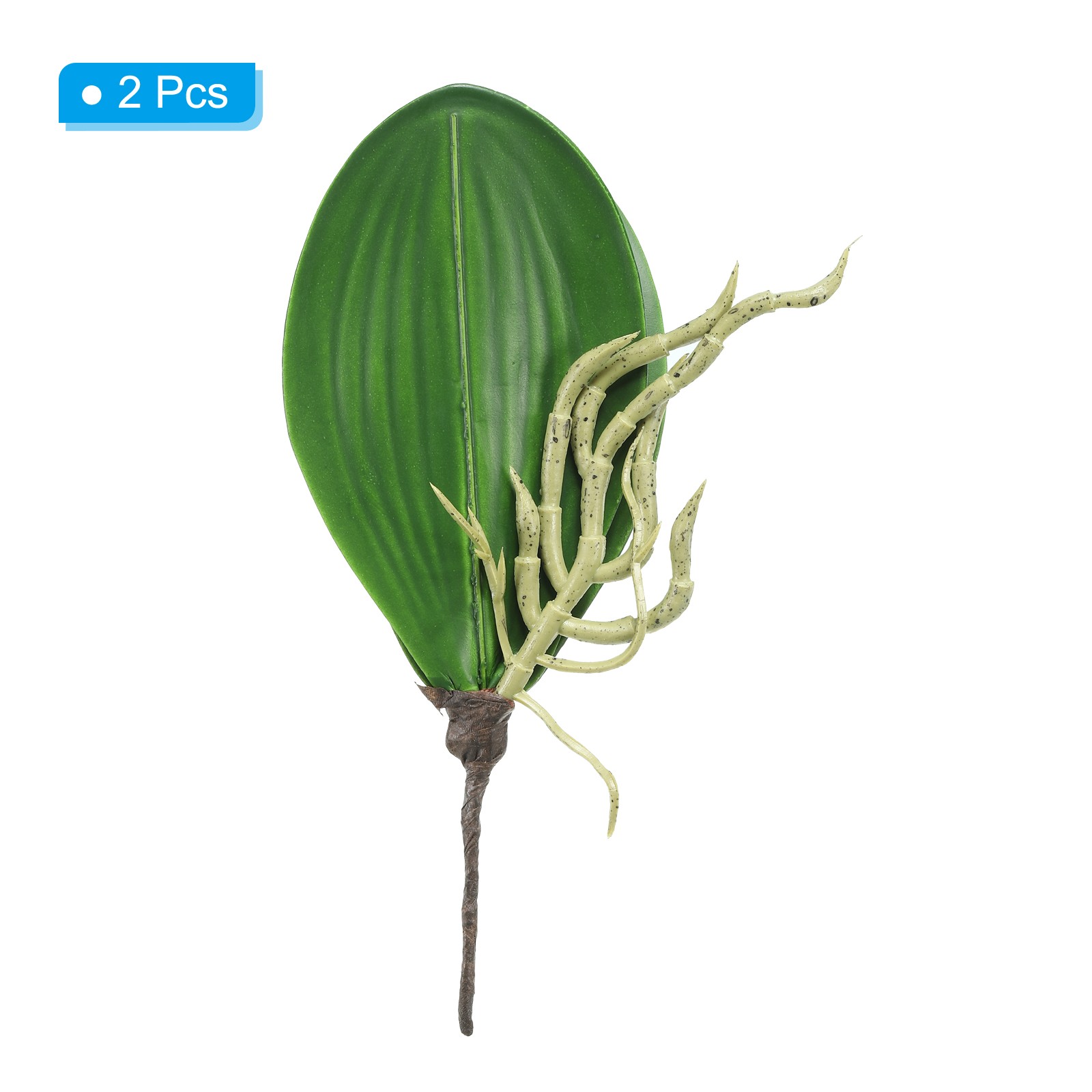 2Pcs, Faux Orchid Leaves 4 Petals Small Artificial Phalaenopsis Leaf with Stems
