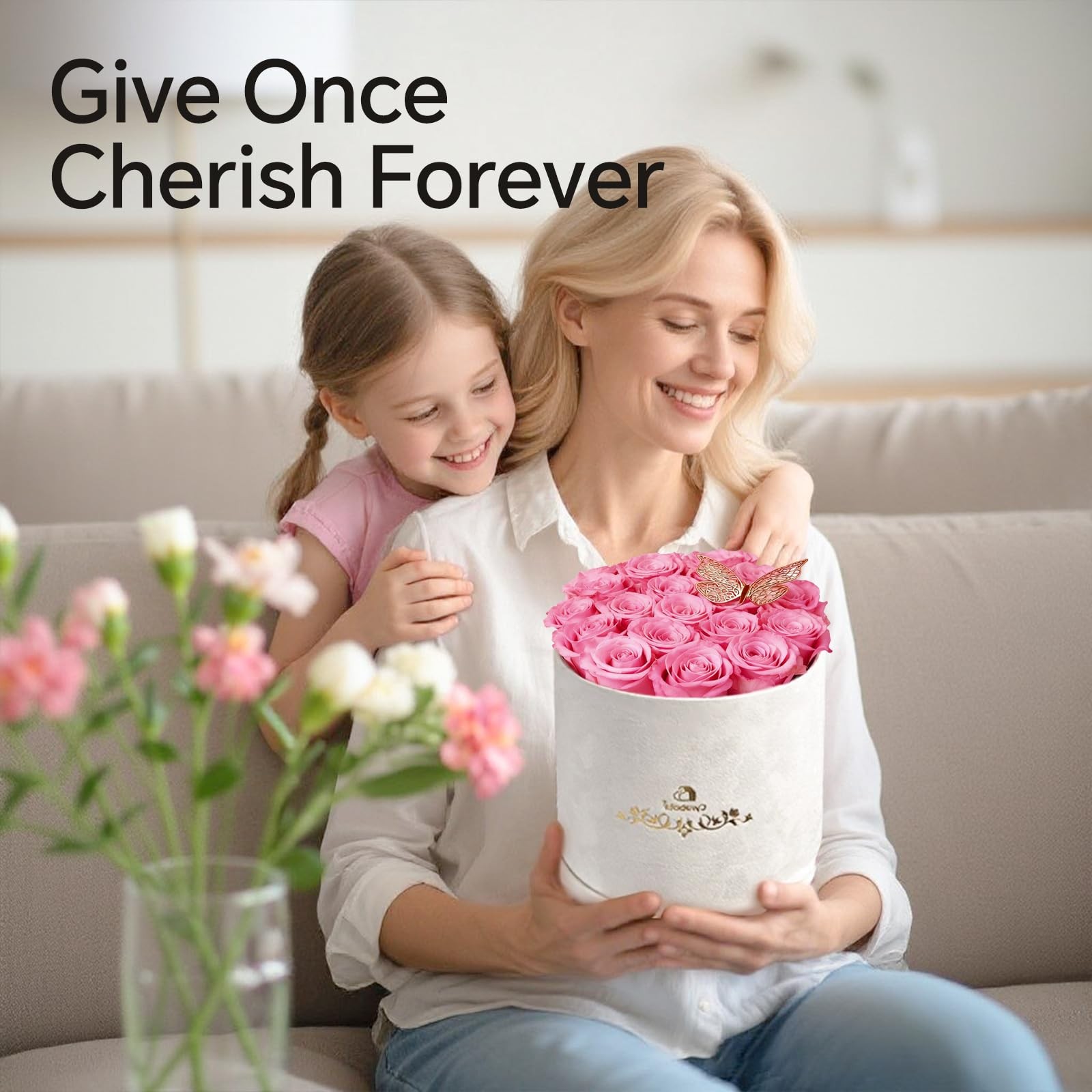 16 Roses in a Box, Preserved Flowers Gifts for Women, Forever Flowers for Del…