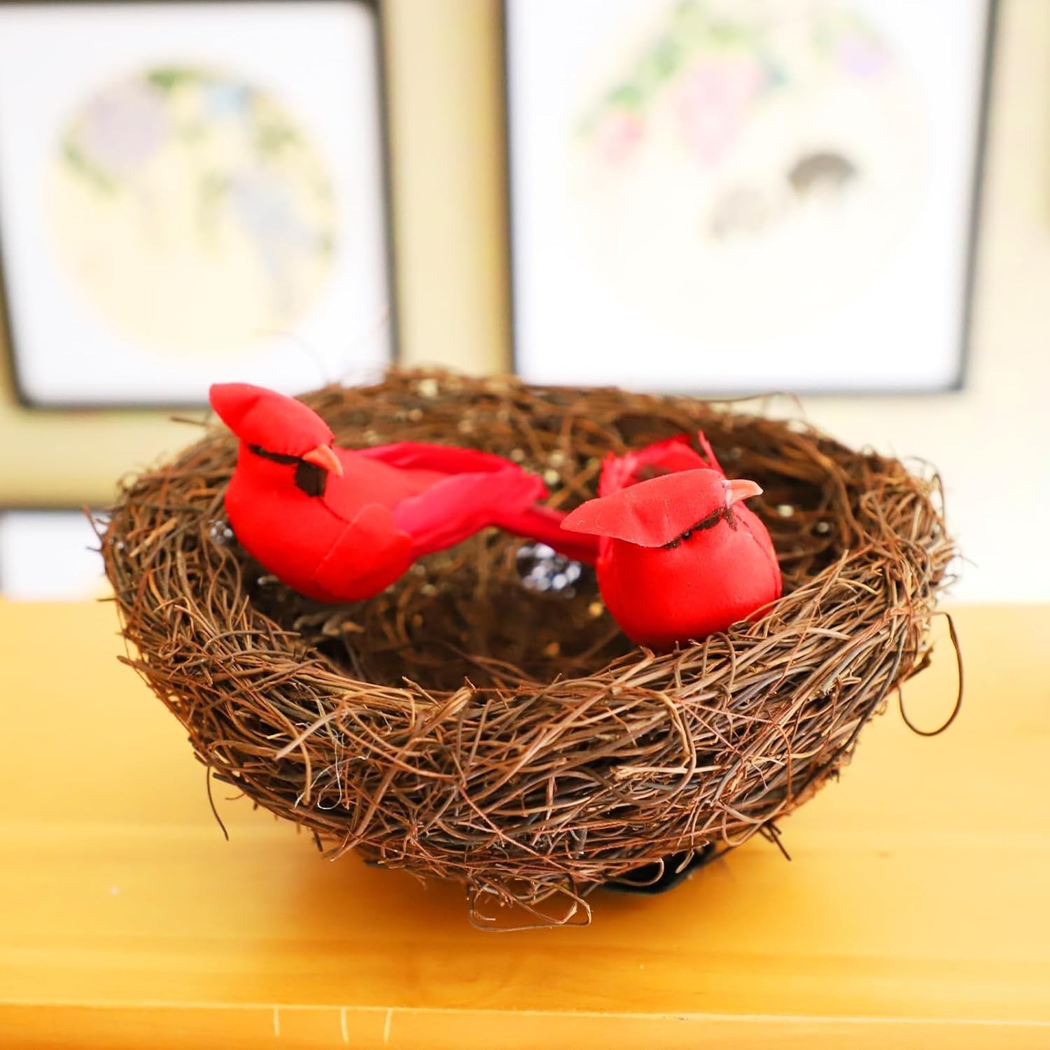 Artificial Bird Red Cardinal Realistic Feathered Figurine Home Decor Craft Pr…