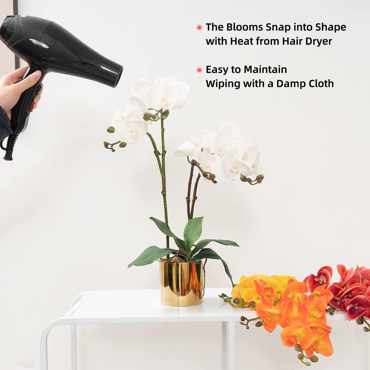 Real Touch White Orchid Arrangement in Ceramic Vase – 19.7” Home Decor