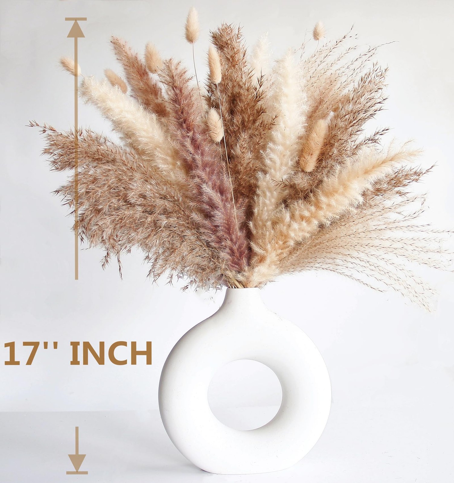Dried Pampas Grass Decor, 128PCS Pampas Grass with Bunny Tails Dried Flowers,…