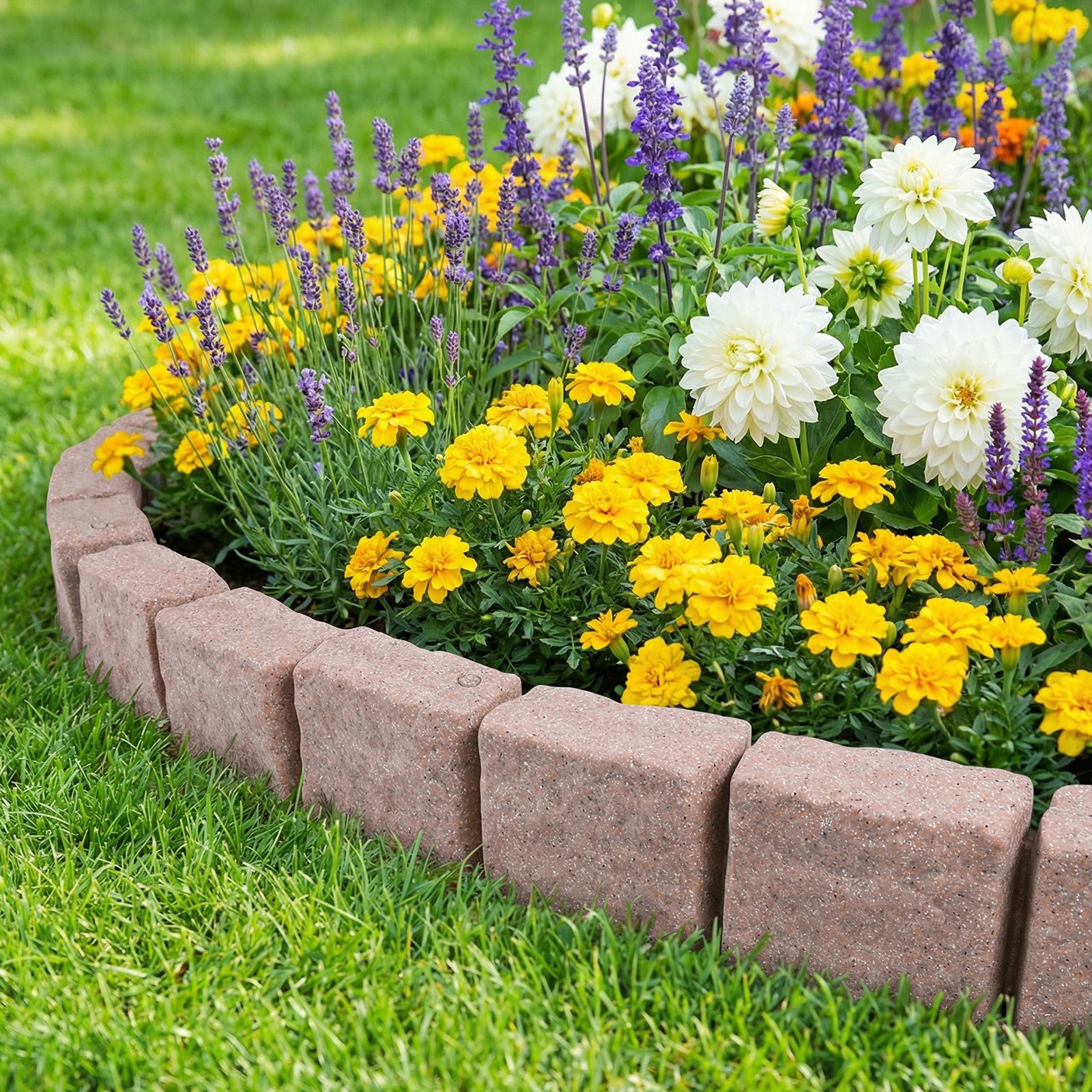 Plastic Garden Lawn Border Faux Stone Lawn Edging 12pcs for Home Improvement
